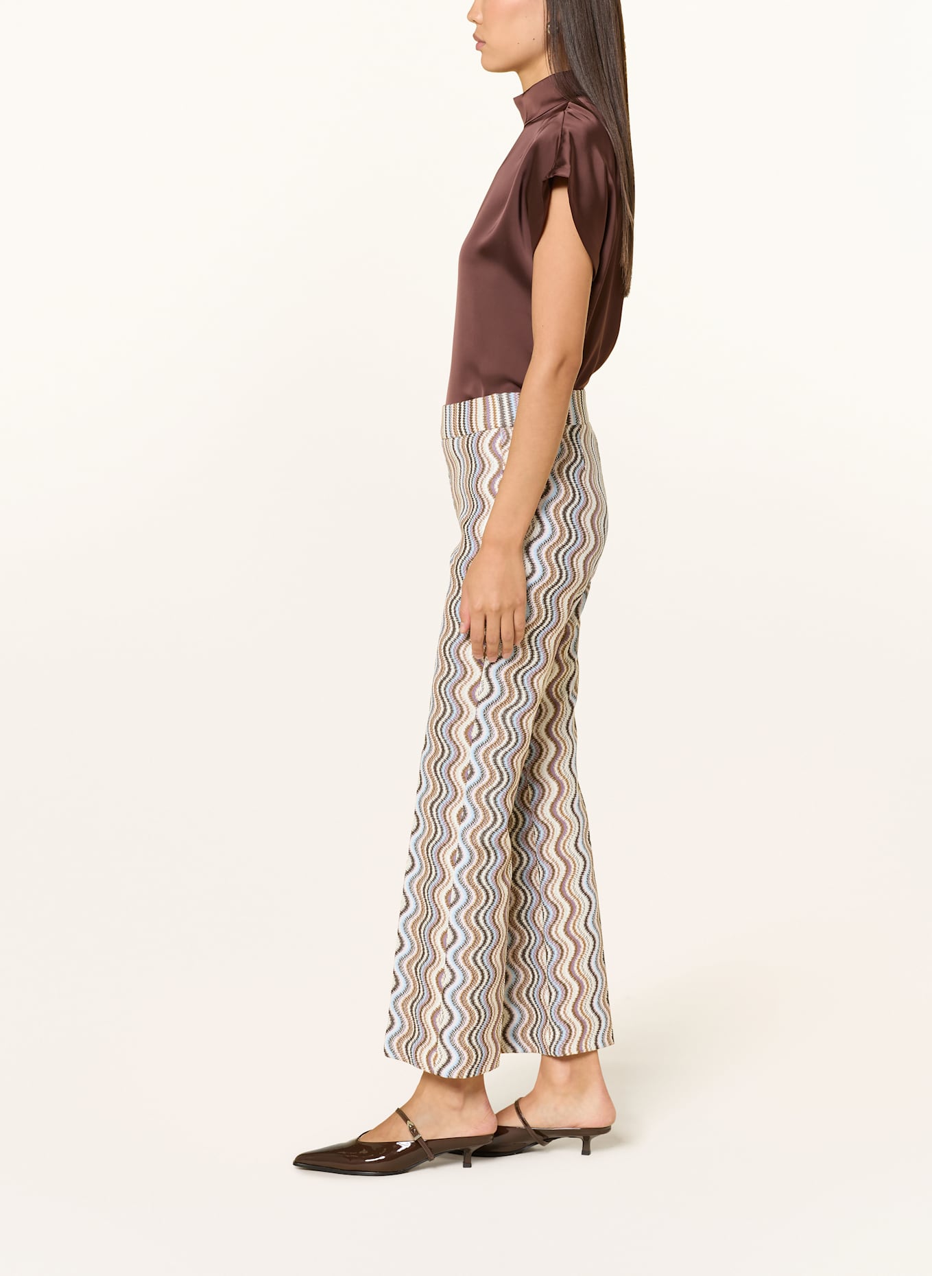 CAMBIO Hose FAITH mit Glitzergarn: HELLLILA / BRAUN / CREME