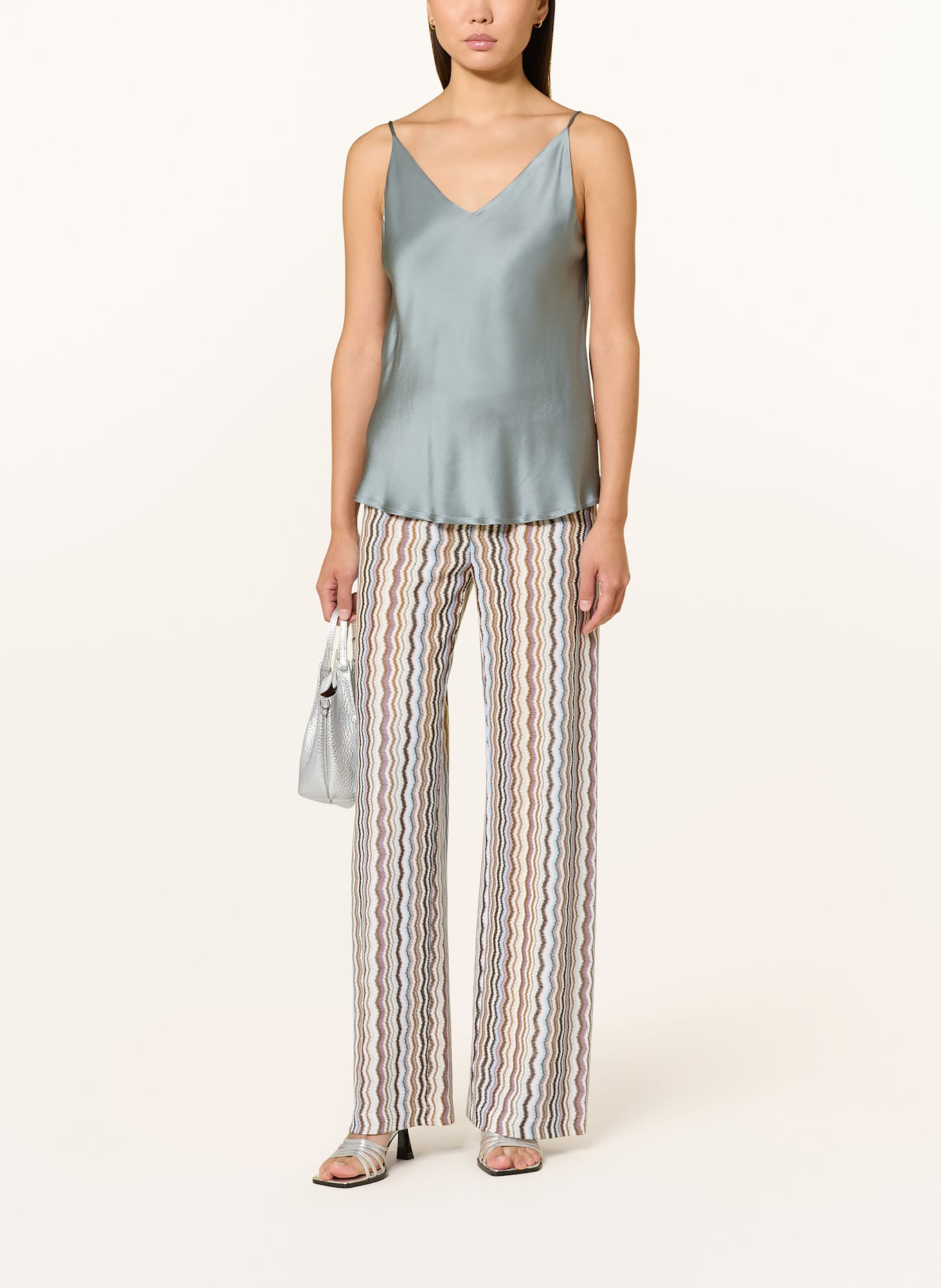 CAMBIO ALLISON trousers with glitter yarn: WHITE / BROWN / LIGHT PURPLE