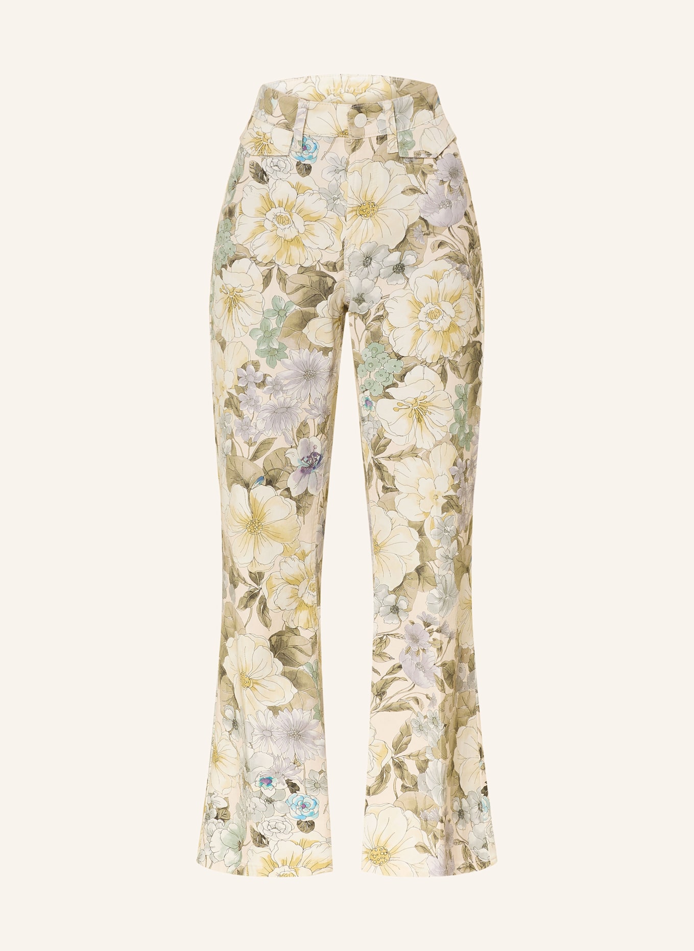 CAMBIO 7/8 trousers FABIENNE: ECRU / KHAKI / LIGHT PURPLE