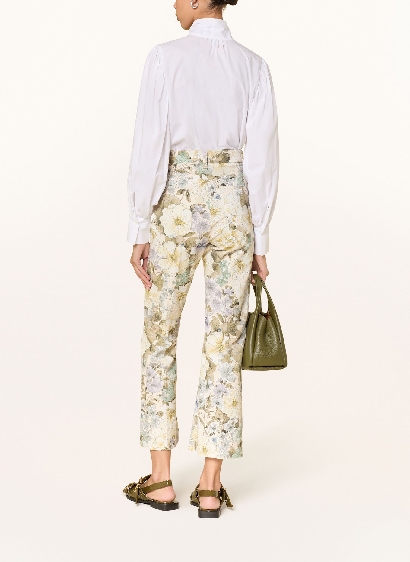 CAMBIO 7/8 trousers FABIENNE: ECRU / KHAKI / LIGHT PURPLE