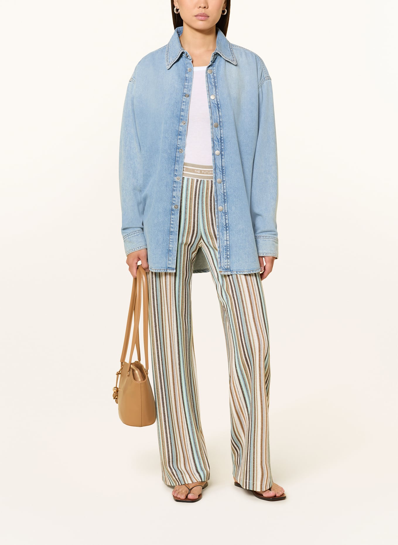 CAMBIO Hose ALLISON mit Glitzergarn: BRAUN / MINT / HELLBLAU