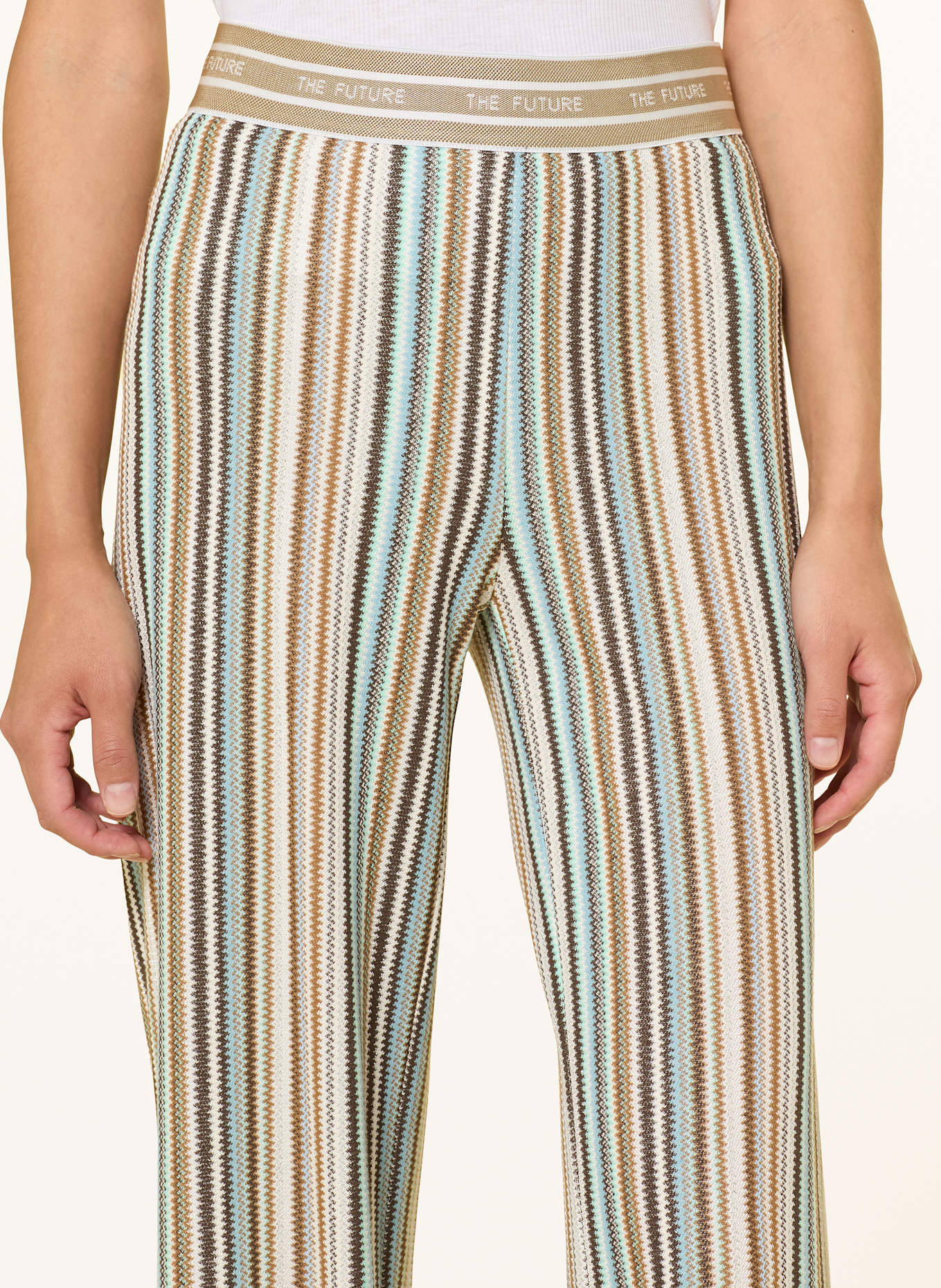 CAMBIO Hose ALLISON mit Glitzergarn: BRAUN / MINT / HELLBLAU