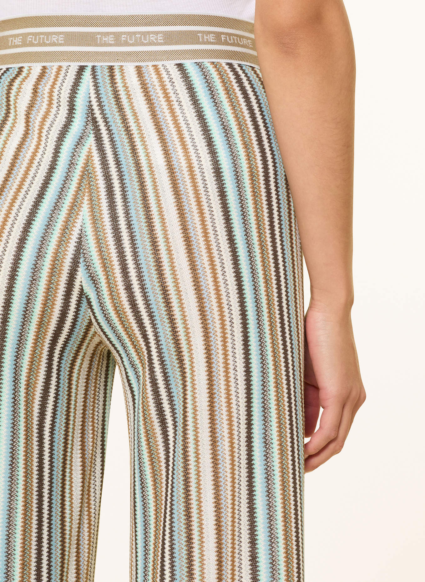 CAMBIO Hose ALLISON mit Glitzergarn: BRAUN / MINT / HELLBLAU