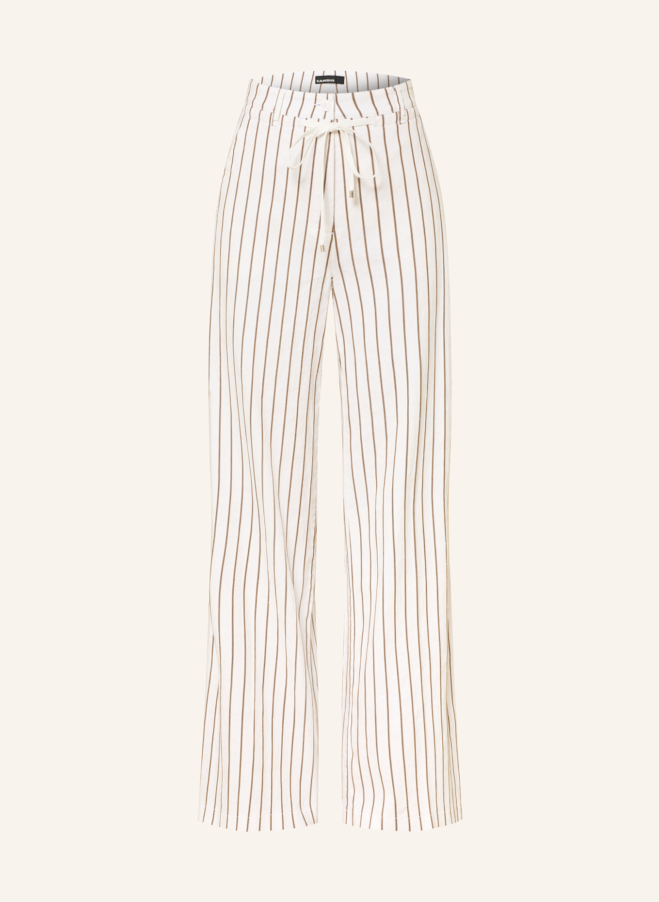 CAMBIO ADRIENNE wide leg trousers with linen: WHITE / BROWN