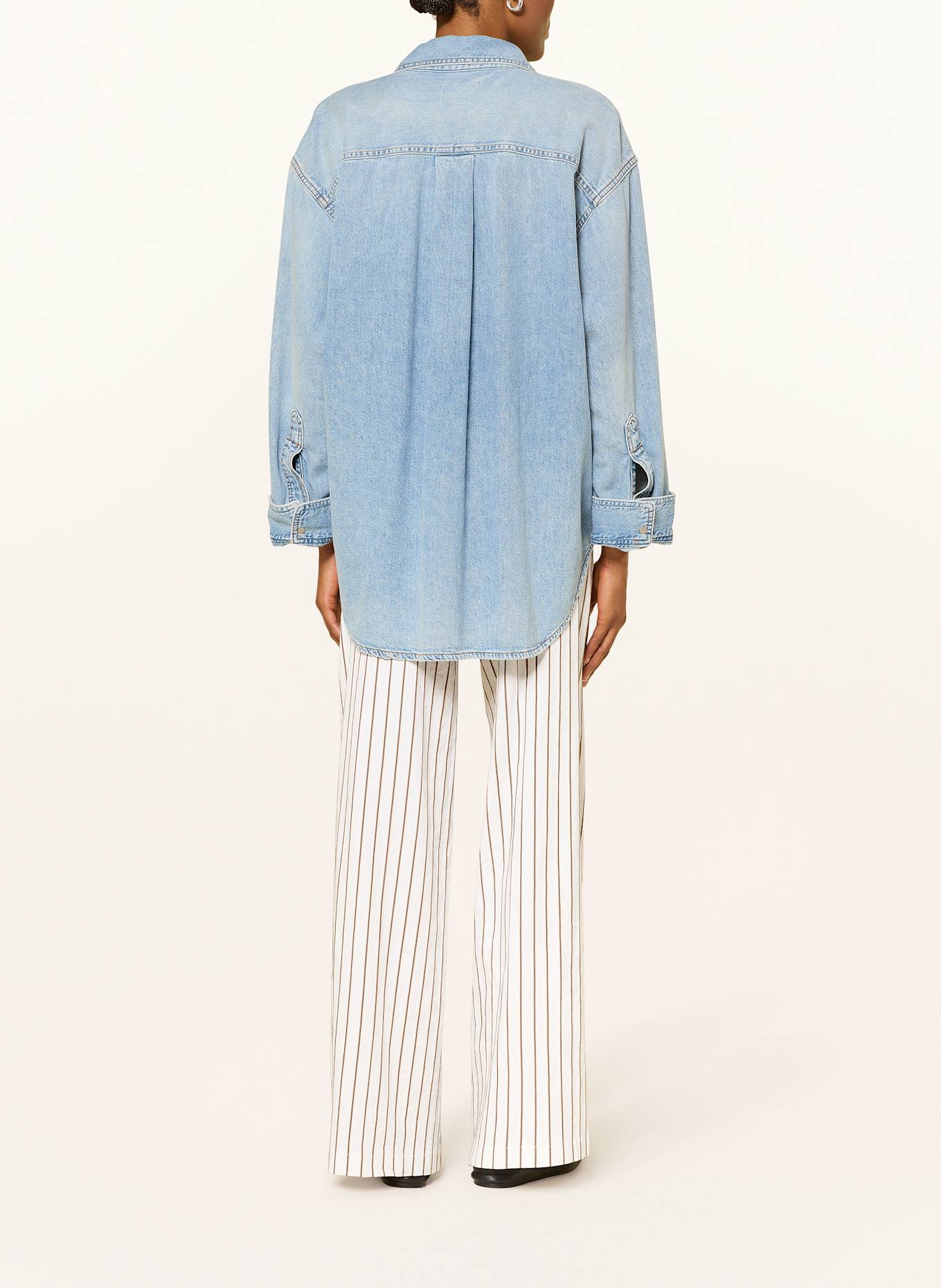 CAMBIO ADRIENNE wide leg trousers with linen: WHITE / BROWN