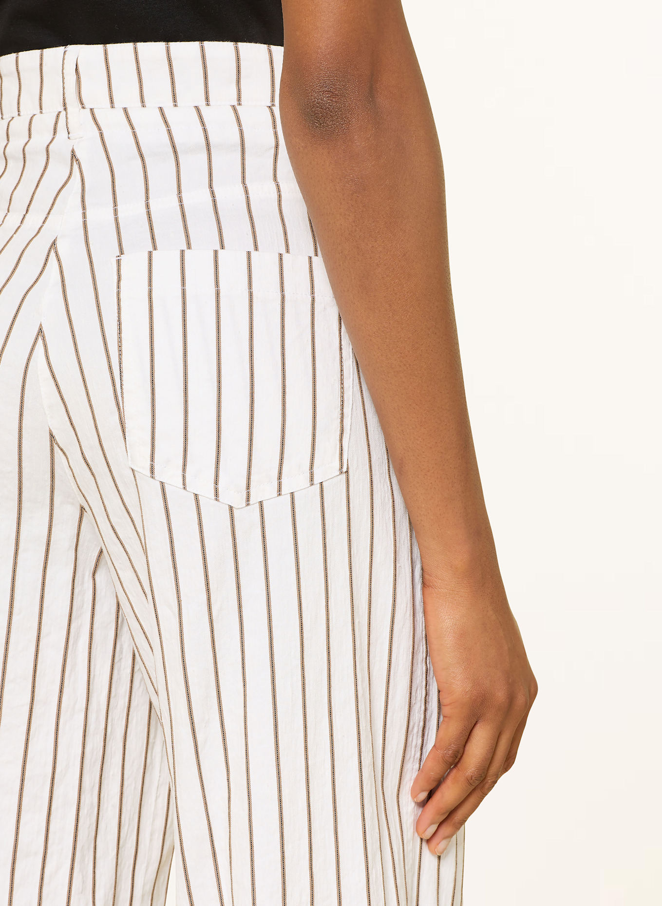 CAMBIO ADRIENNE wide leg trousers with linen: WHITE / BROWN