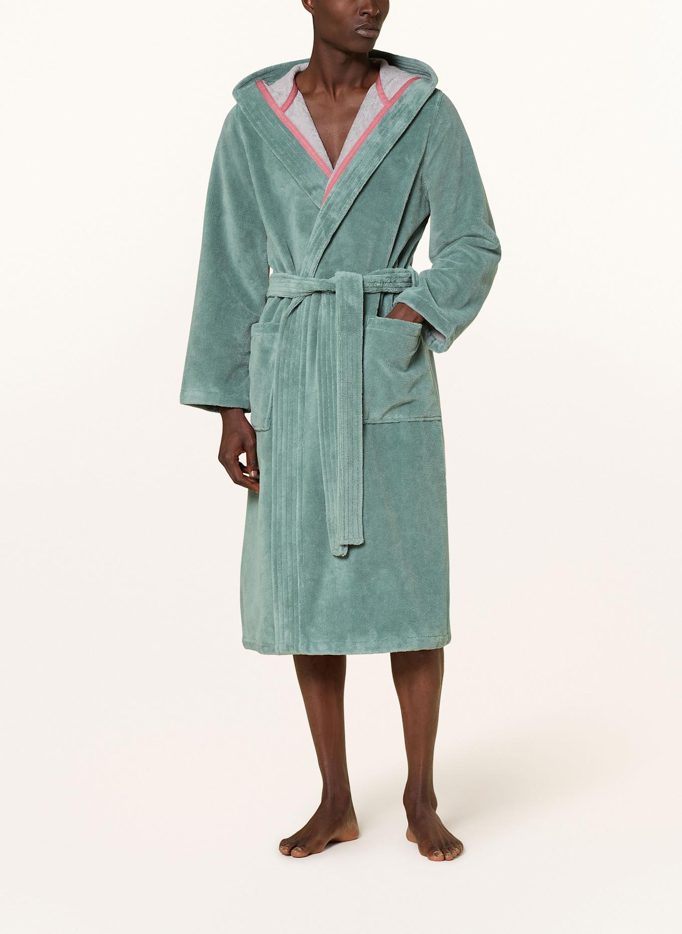 Cawö Unisex-Bademantel mit Kapuze: GRÜN