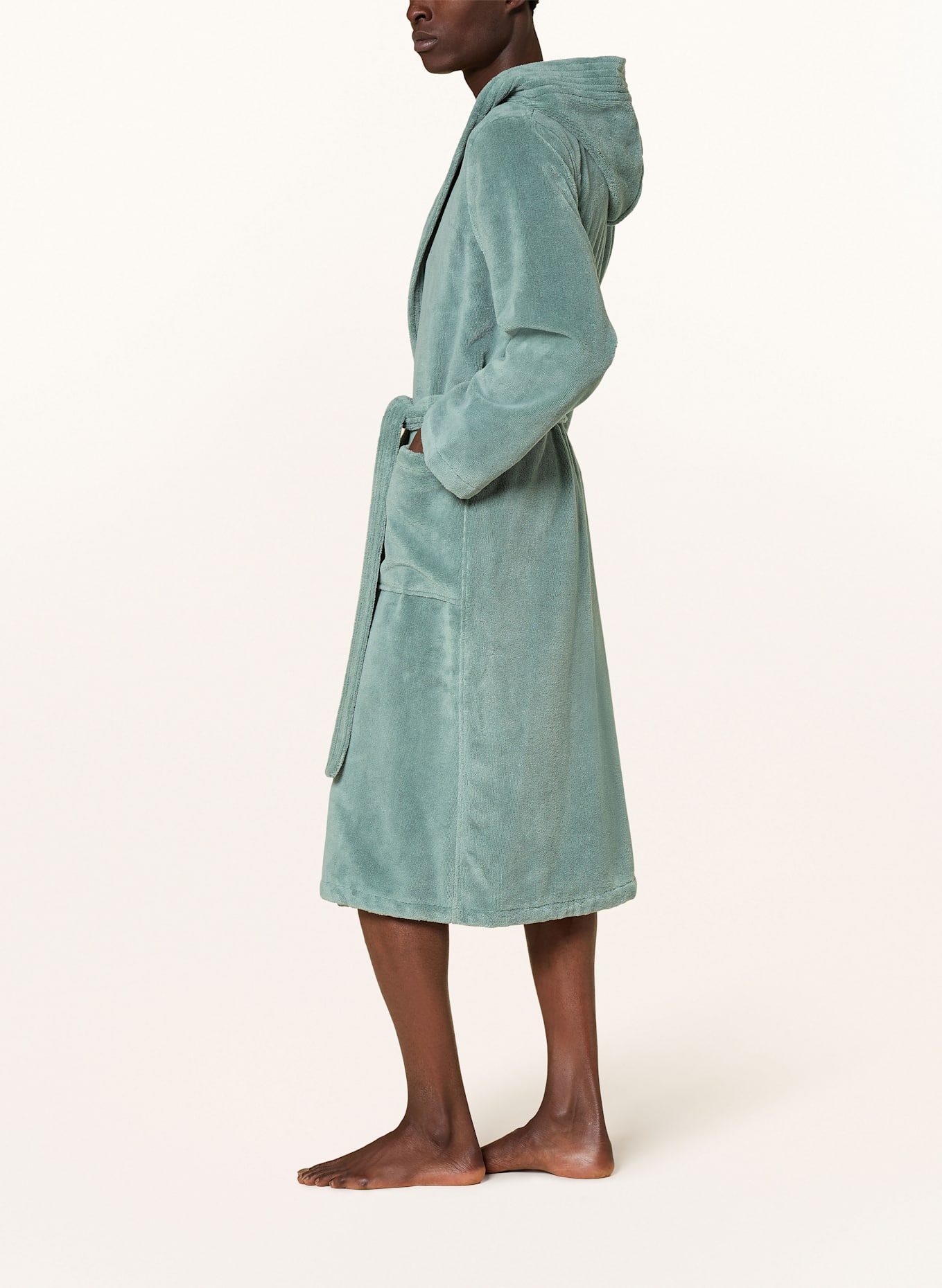 Cawö Unisex-Bademantel mit Kapuze: GRÜN