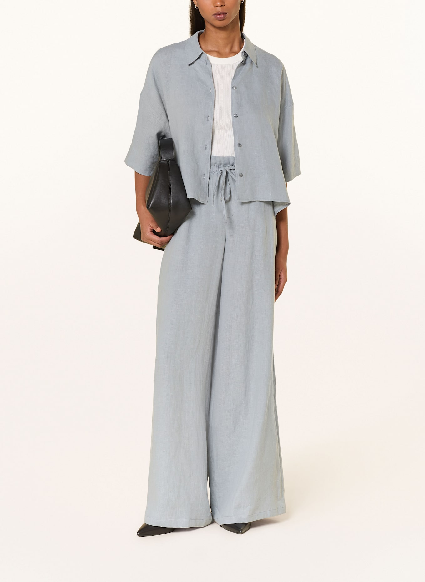 DRYKORN Marlenehose DWINDLE aus Leinen: HELLBLAU