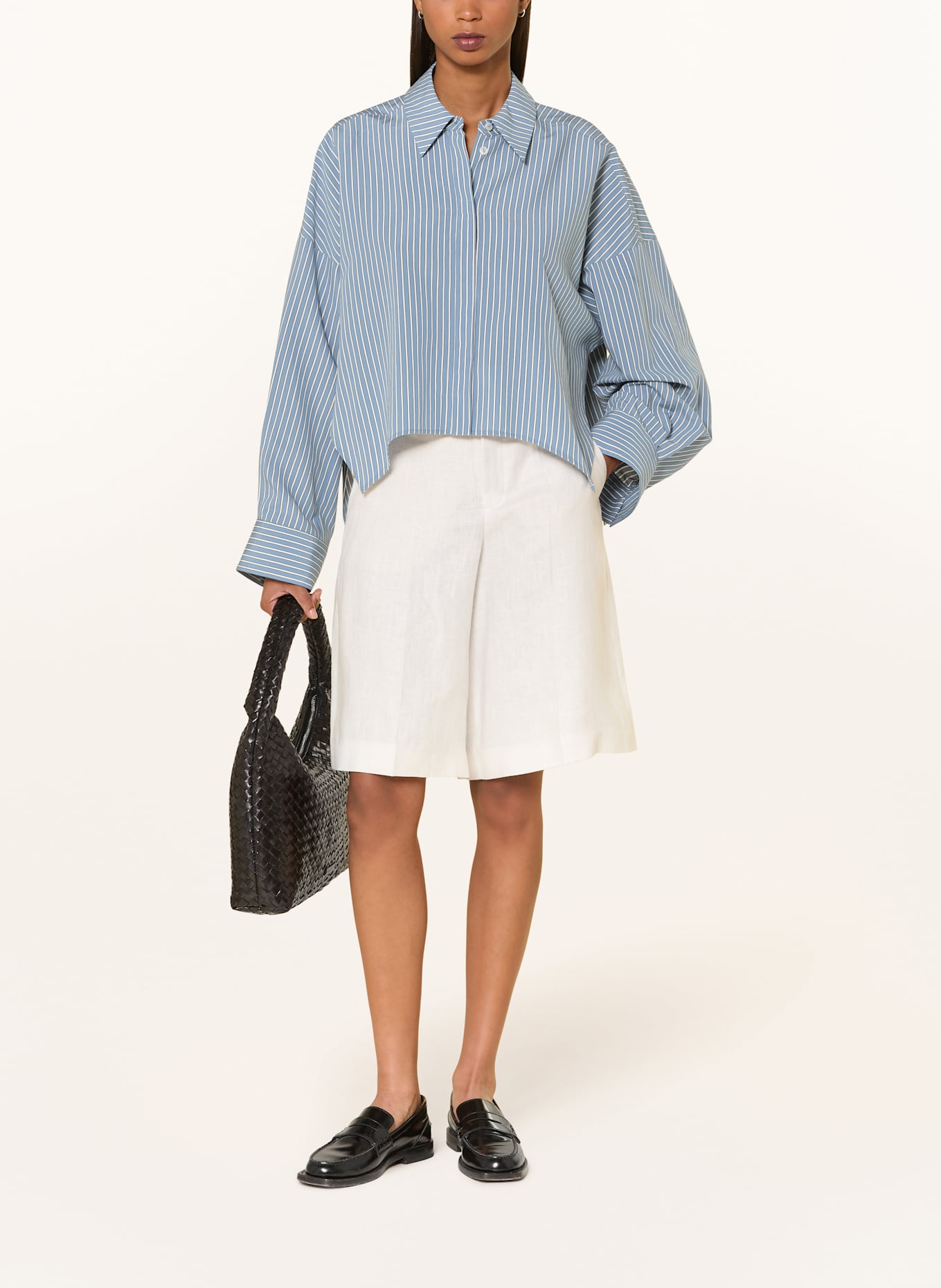 DRYKORN Hemdbluse OSHIA: BLAUGRAU / WEISS