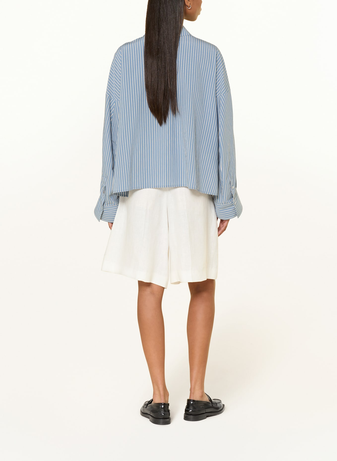 DRYKORN Hemdbluse OSHIA: BLAUGRAU / WEISS