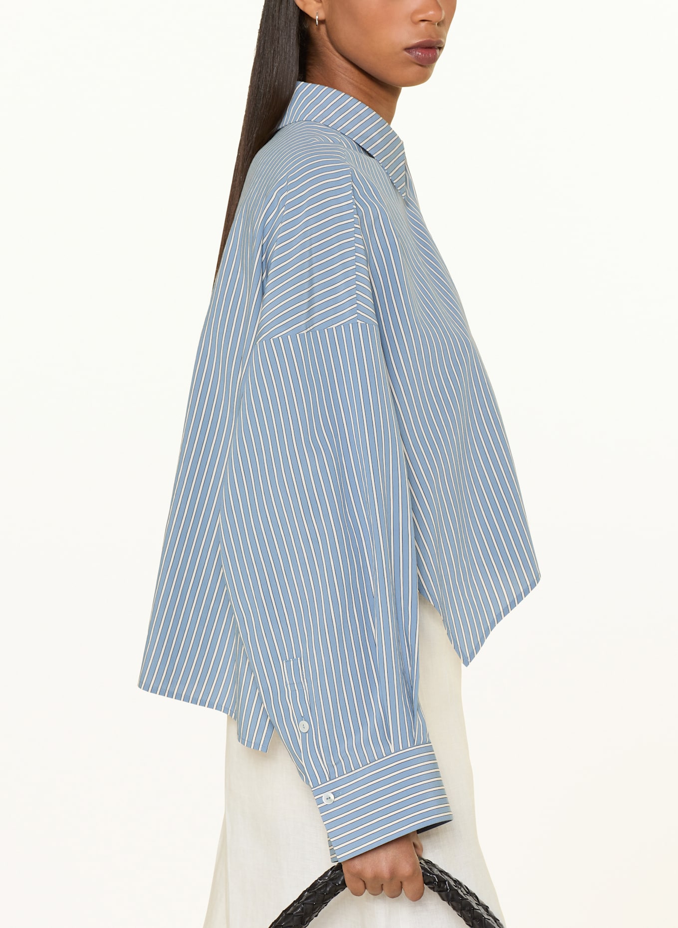 DRYKORN Hemdbluse OSHIA: BLAUGRAU / WEISS