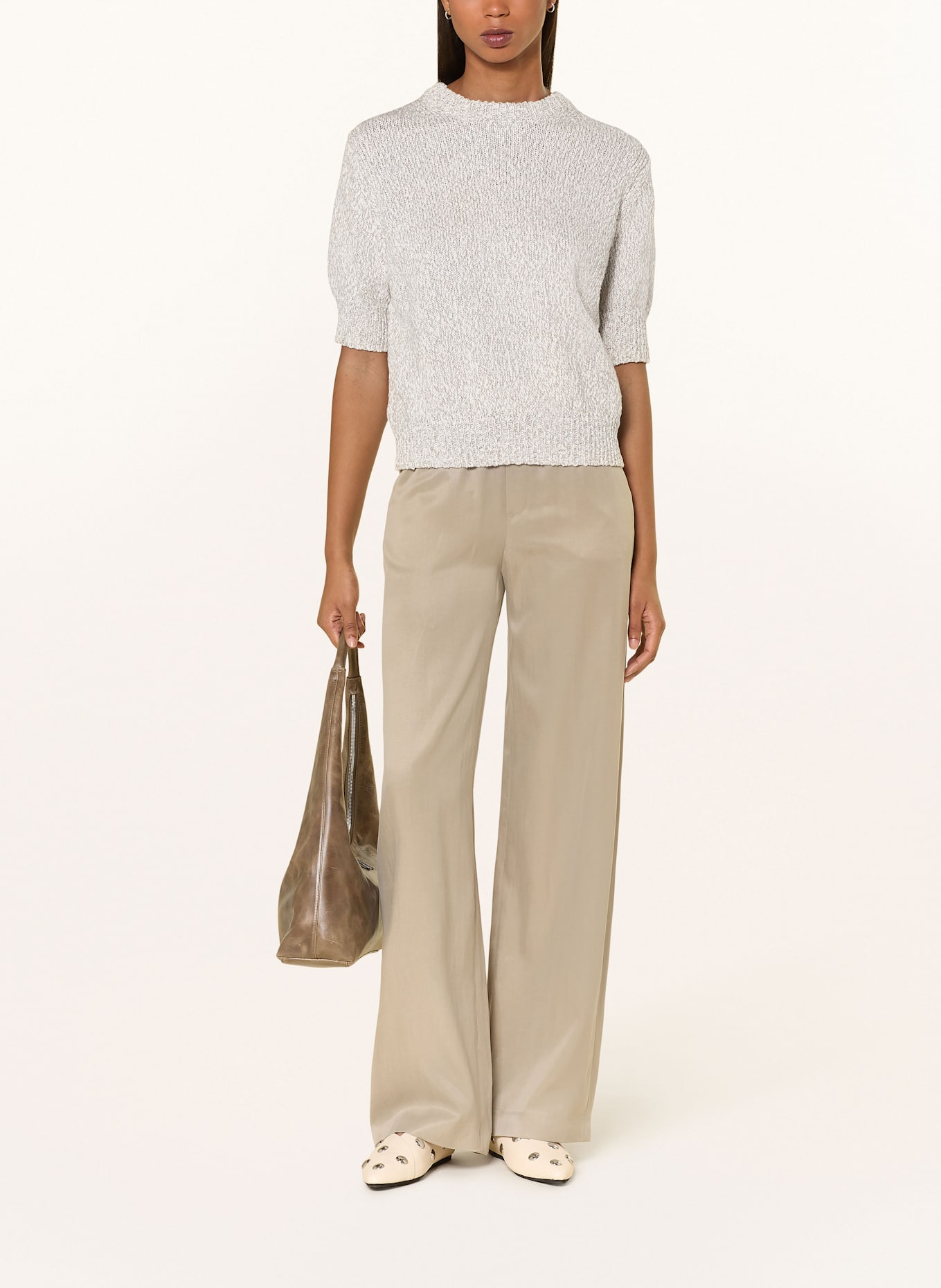 DRYKORN Úpletové tričko SANIDY: REŽNÁ / BÉŽOVÁ