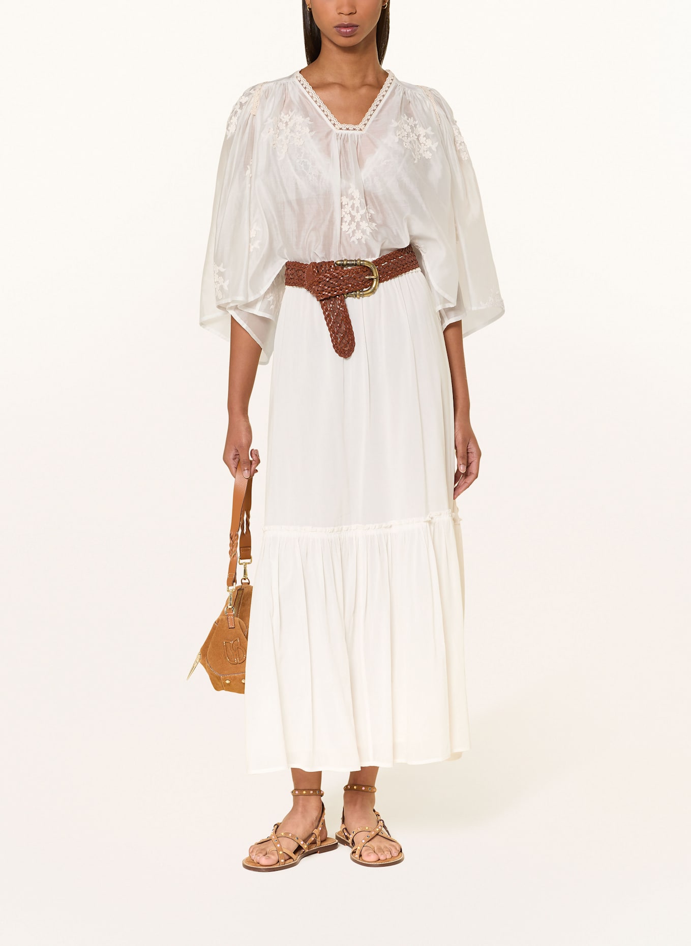 DRYKORN ISMARA shirt blouse with lace details: ECRU