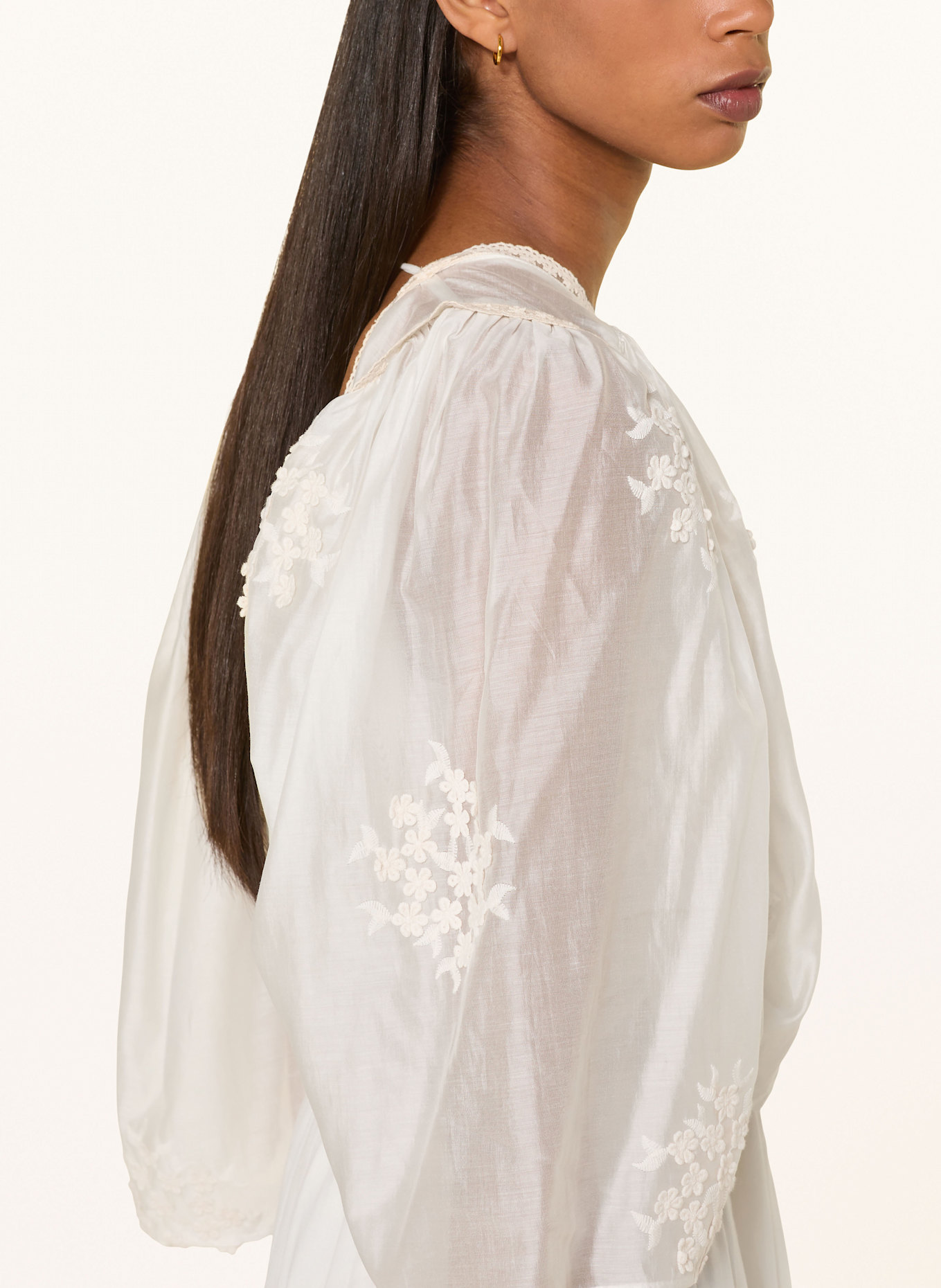 DRYKORN ISMARA shirt blouse with lace details: ECRU