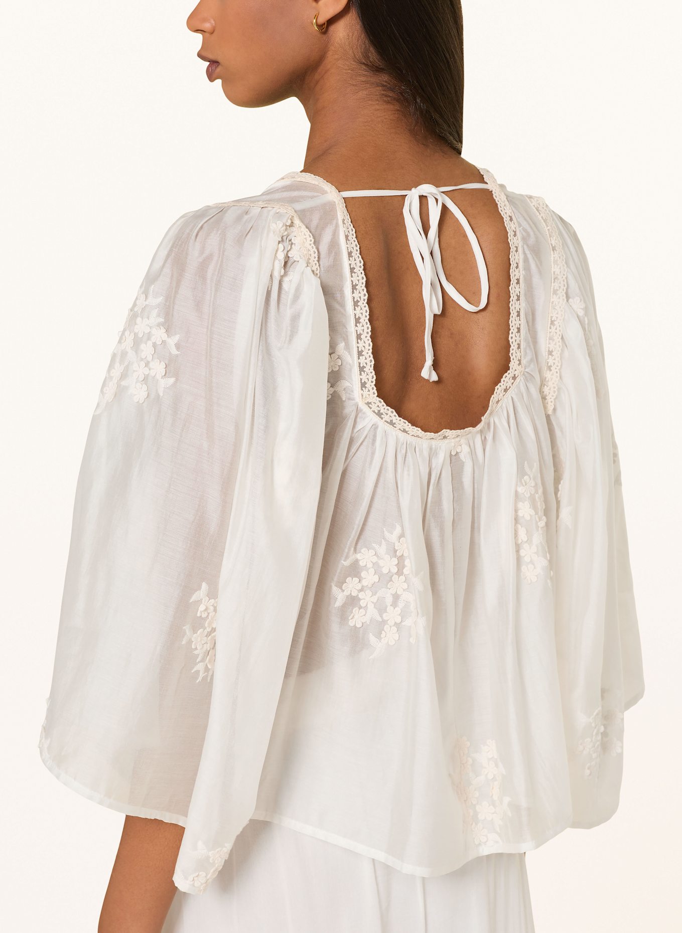 DRYKORN ISMARA shirt blouse with lace details: ECRU
