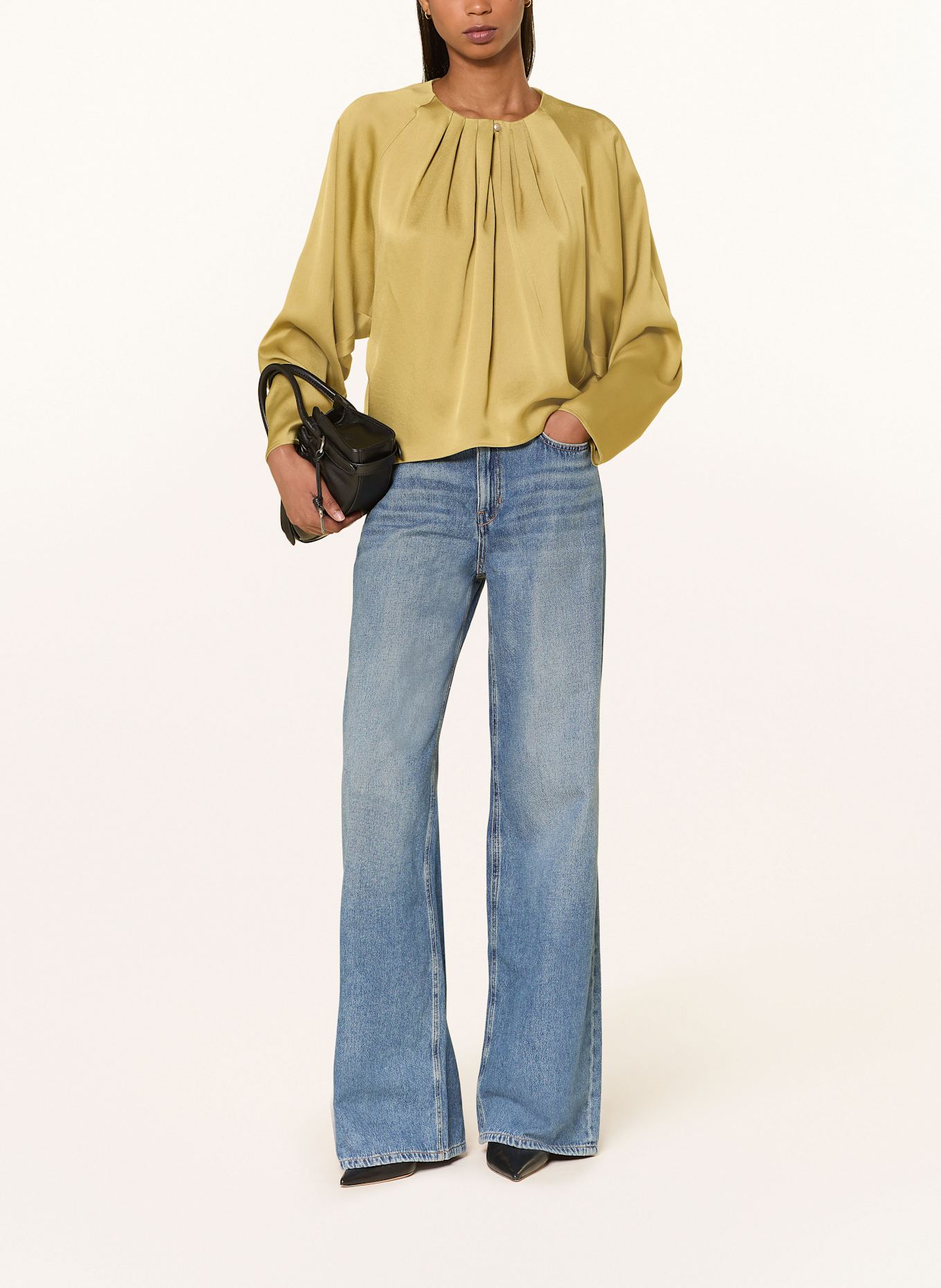 DRYKORN Halenkový top HARLEEN ze saténu: SVĚTLE HNĚDÁ