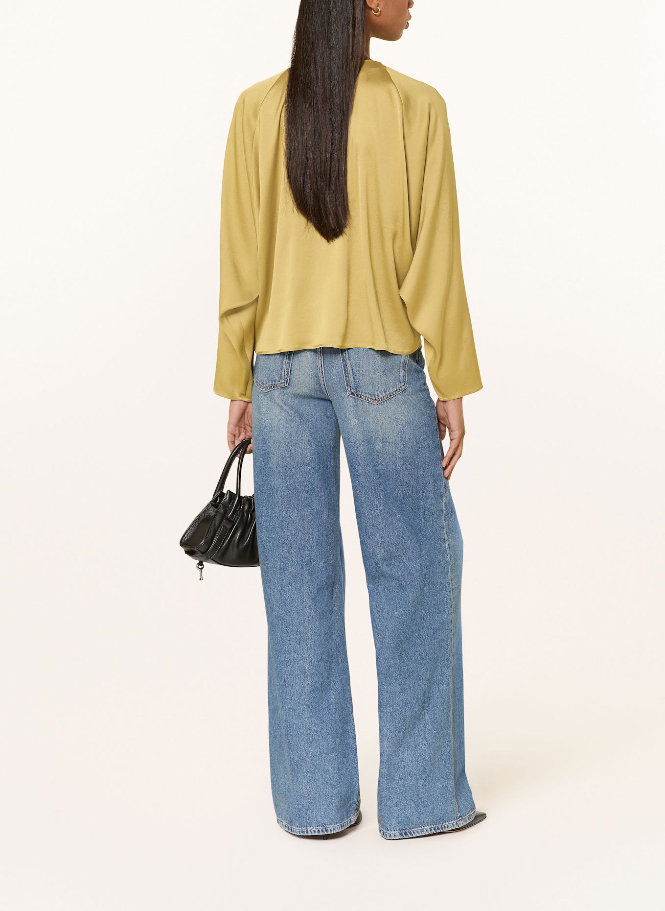 DRYKORN Halenkový top HARLEEN ze saténu: SVĚTLE HNĚDÁ