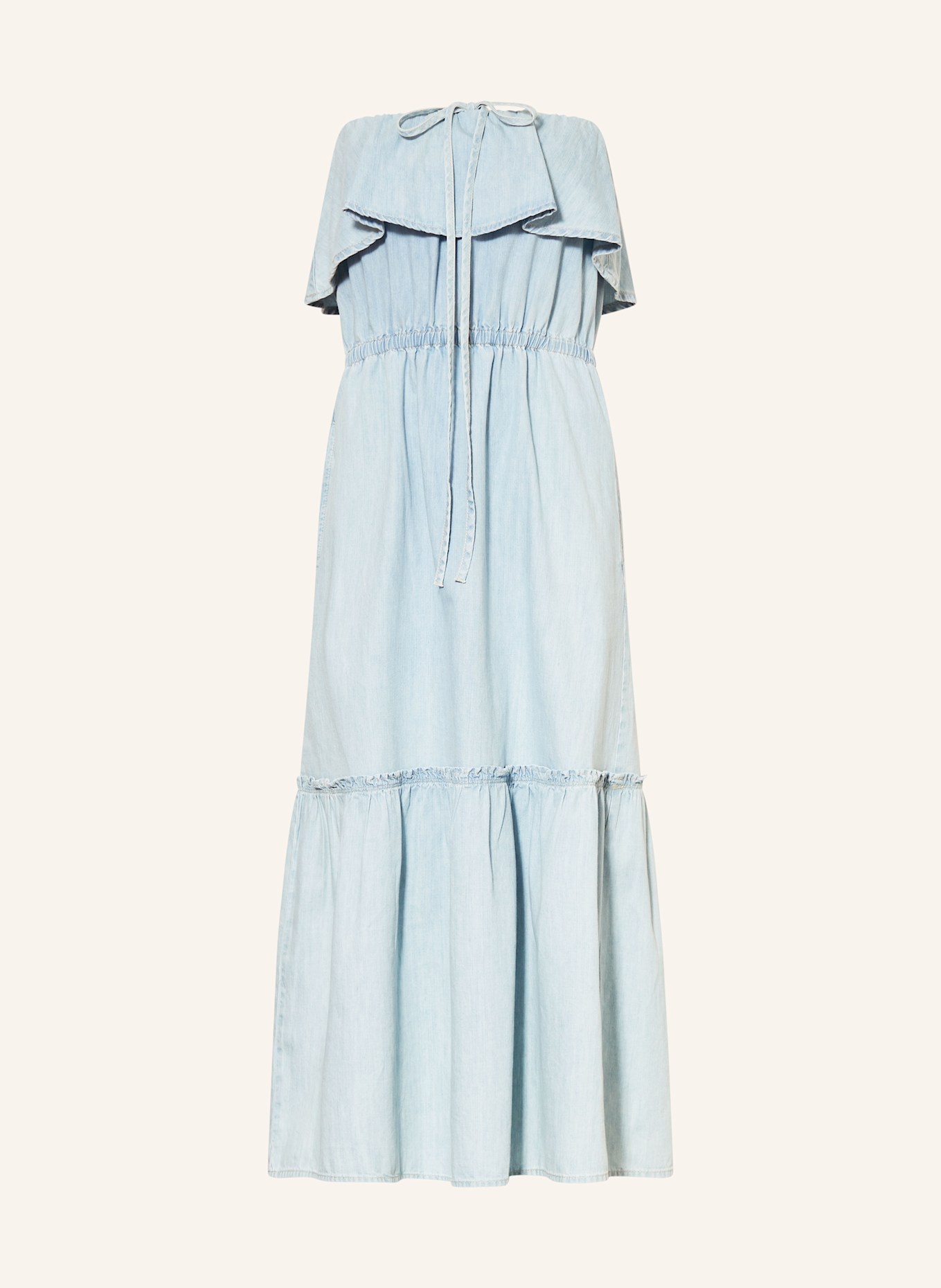 DRYKORN Off-Shoulder-LUMIRA in Jeansoptik: HELLBLAU