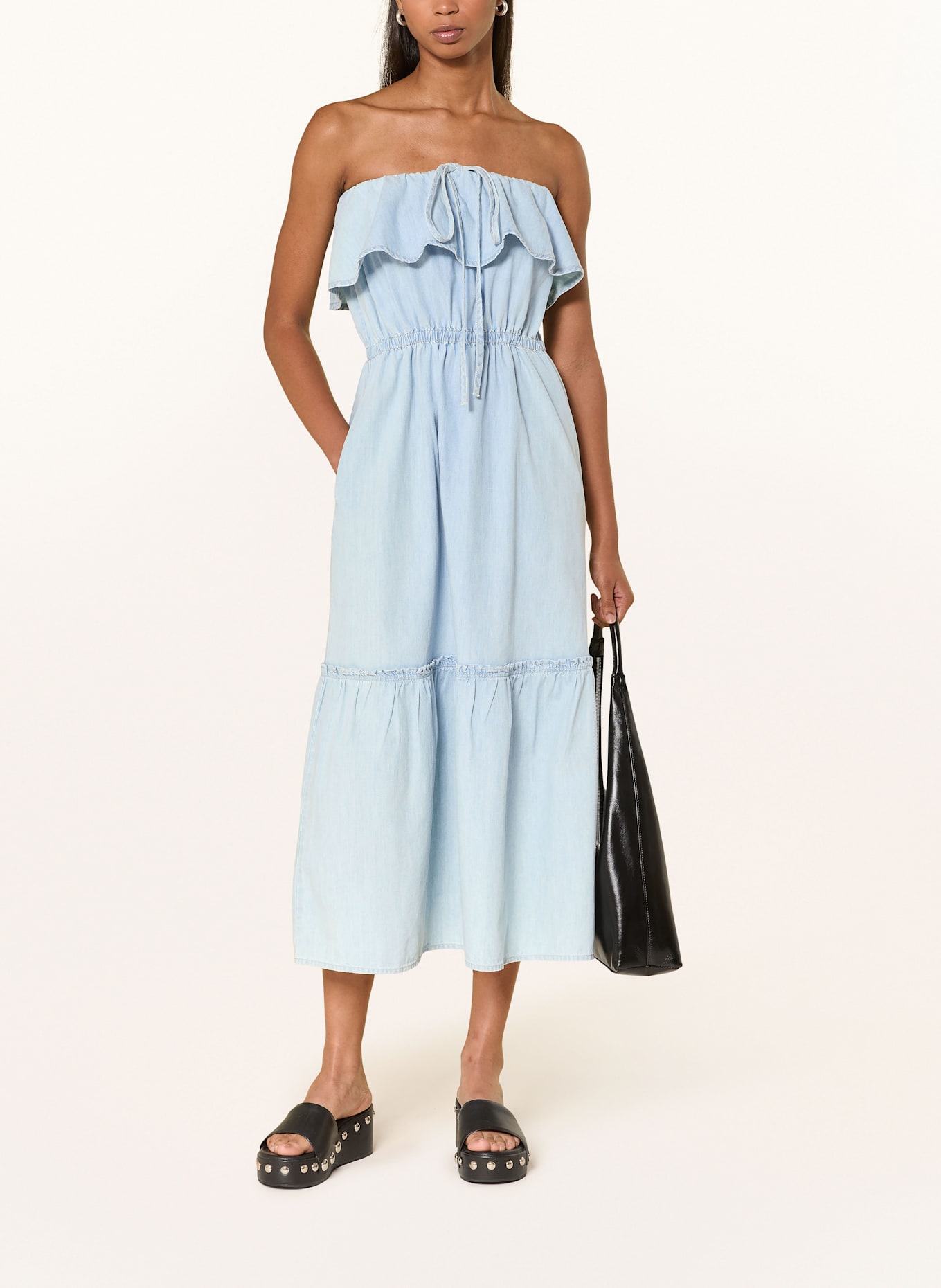 DRYKORN Off-Shoulder-LUMIRA in Jeansoptik: HELLBLAU