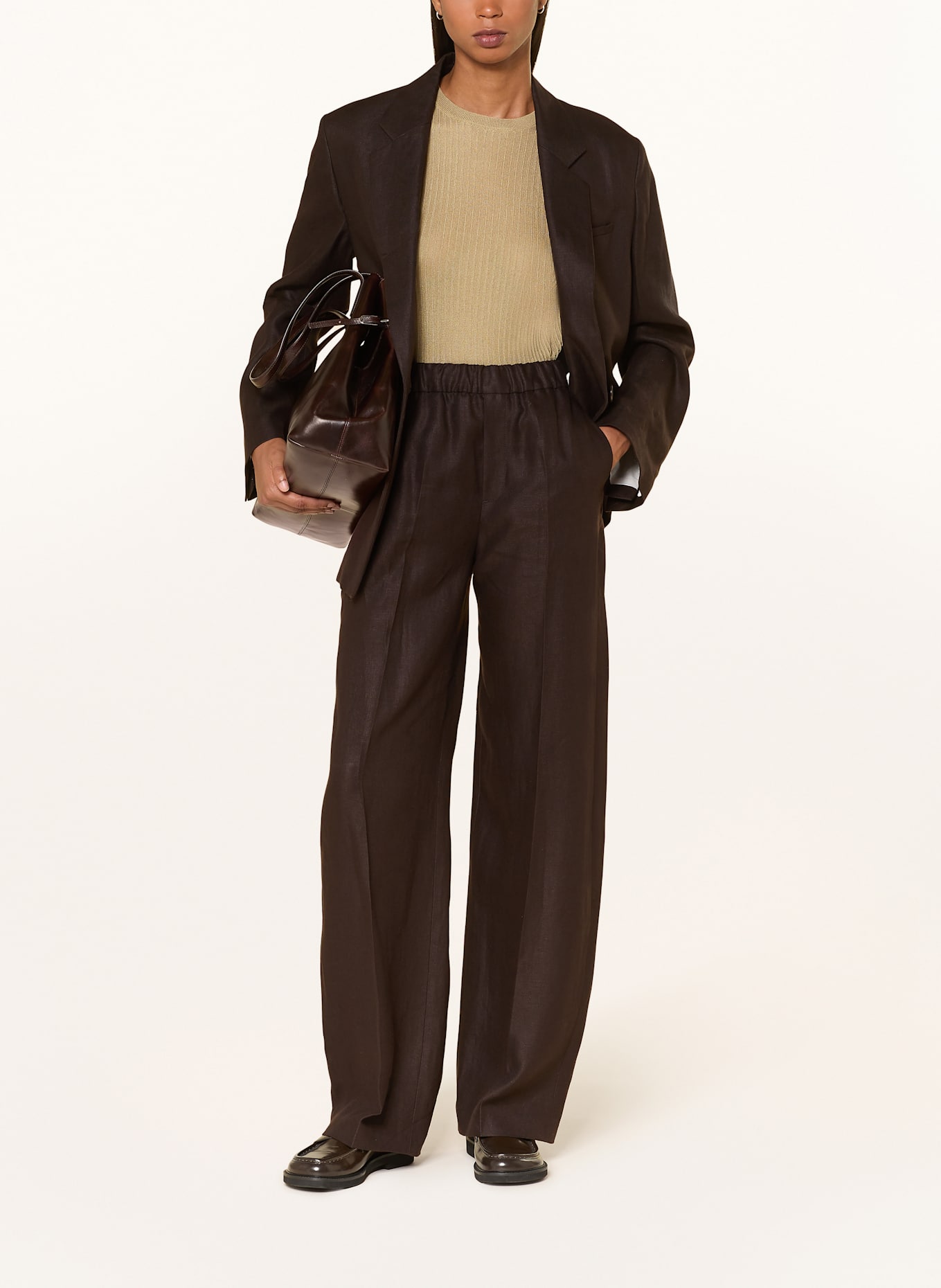 DRYKORN Pantalon Marlène CONSIDER en lin: MARRON FONCÉ