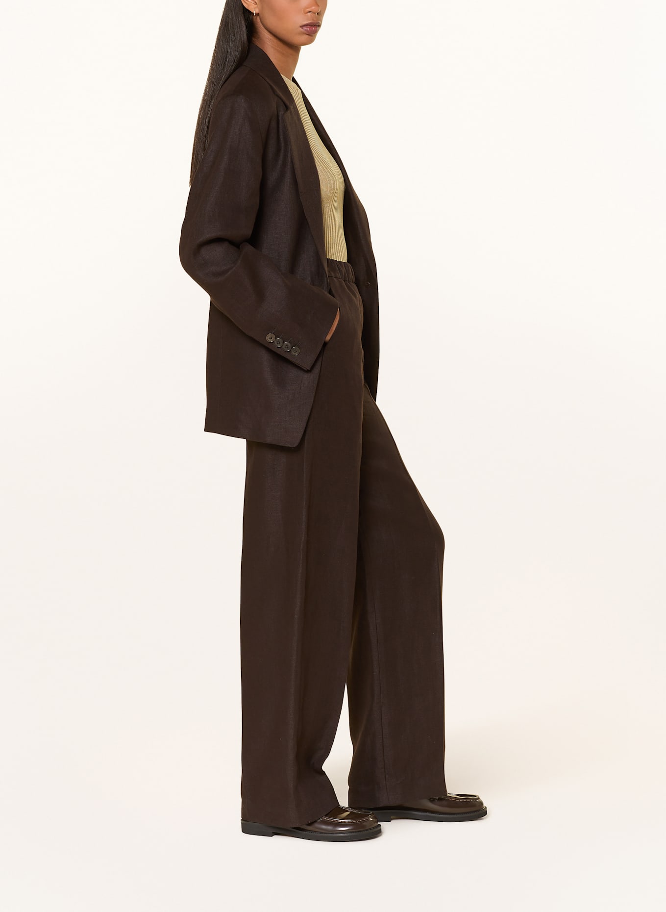 DRYKORN Pantalon Marlène CONSIDER en lin: MARRON FONCÉ