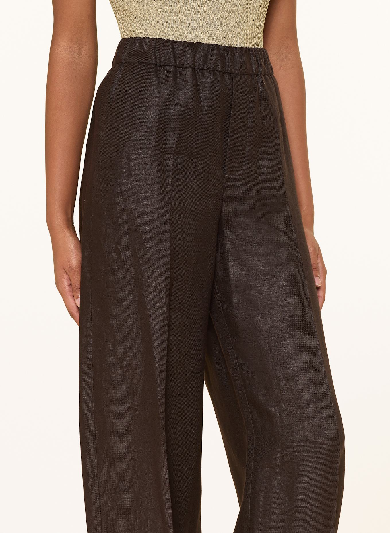 DRYKORN Pantalon Marlène CONSIDER en lin: MARRON FONCÉ