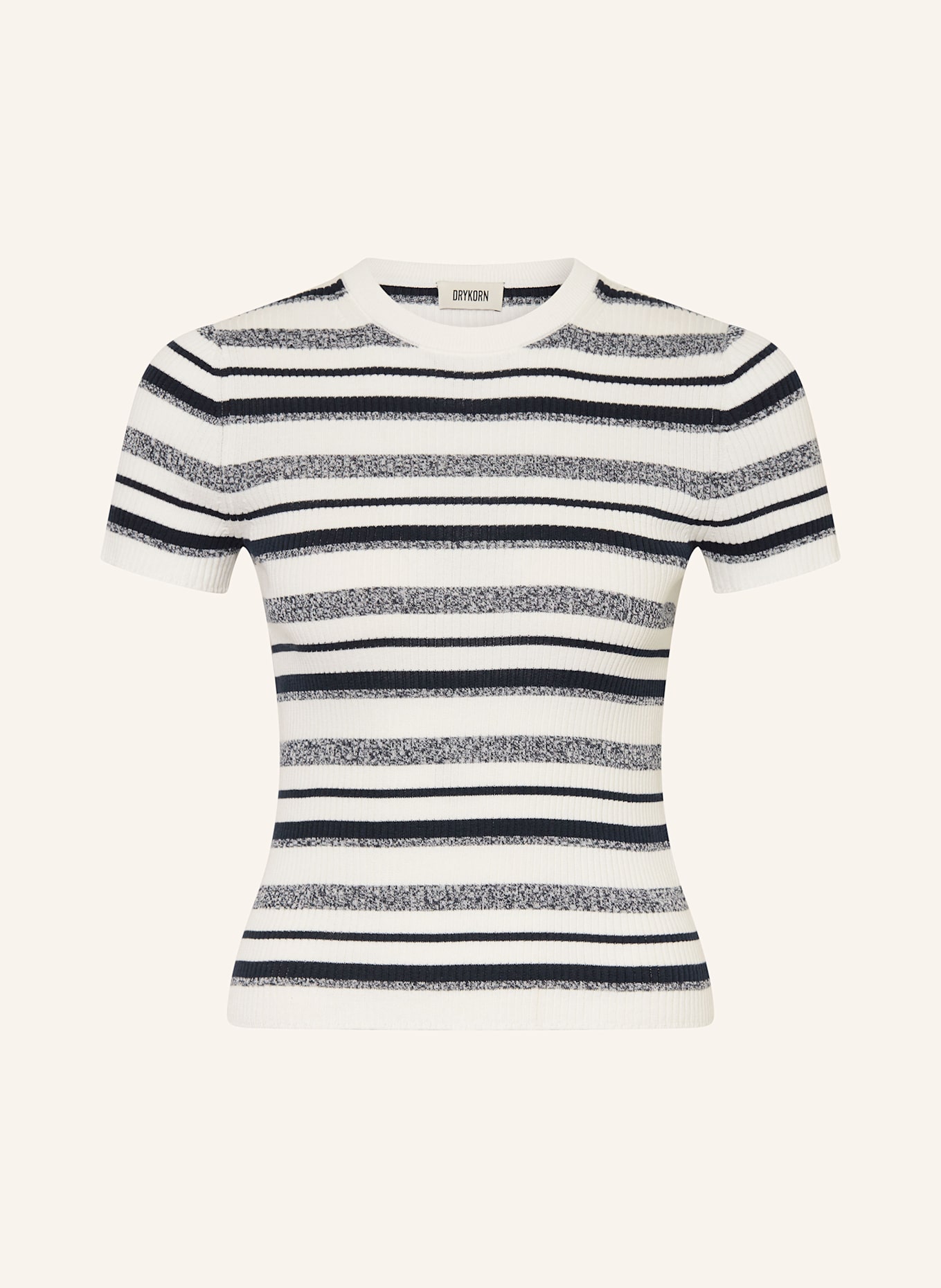 DRYKORN Úpletové tričko MOGLINI: TMAVĚ MODRÁ / BÍLÁ