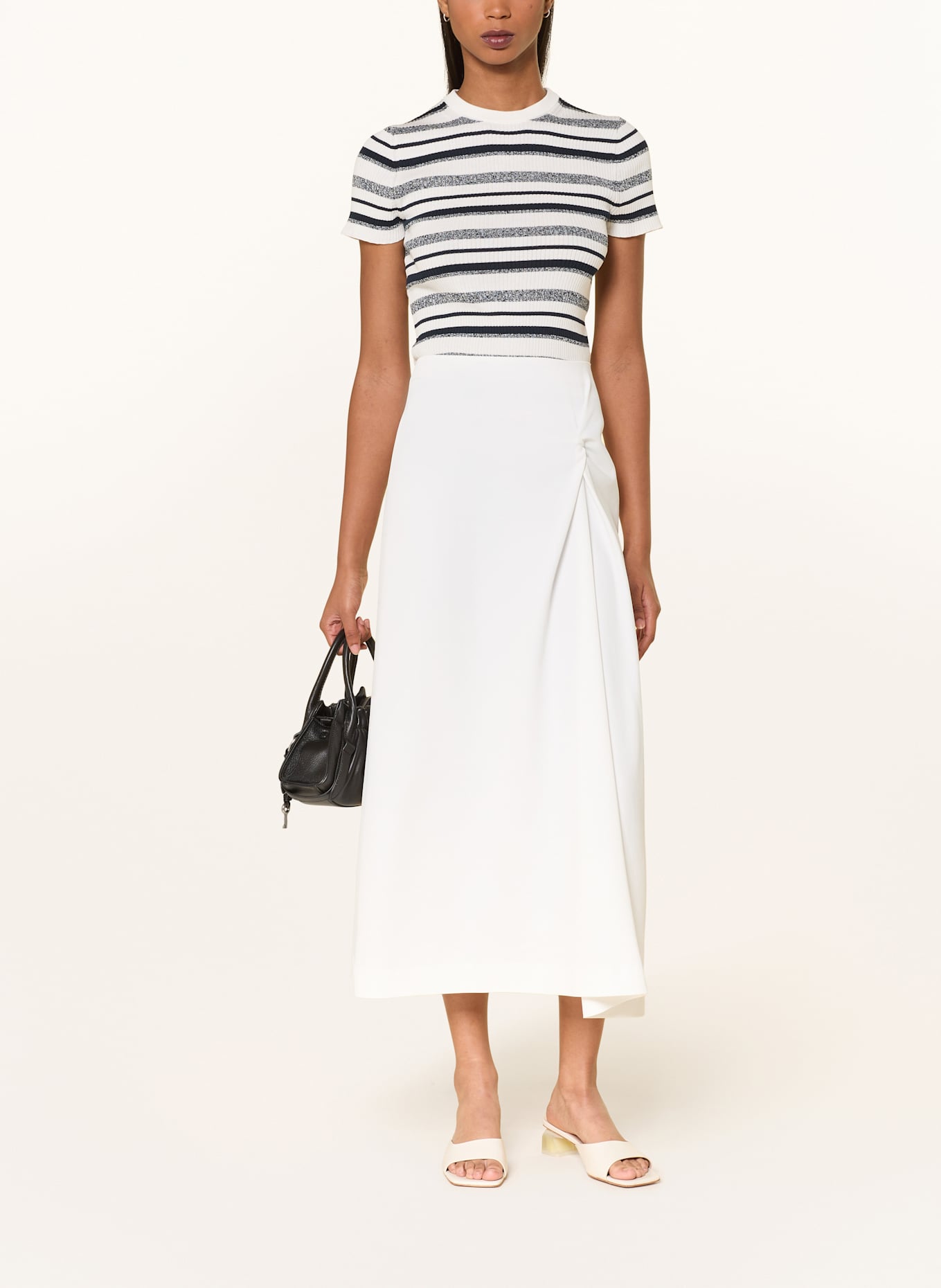 DRYKORN Úpletové tričko MOGLINI: TMAVĚ MODRÁ / BÍLÁ