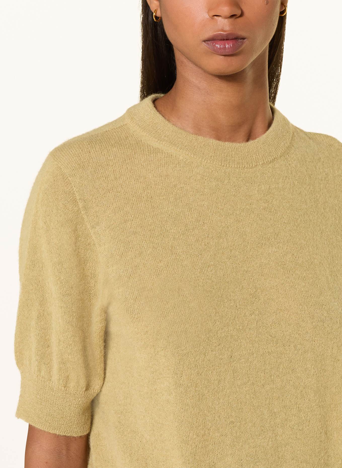 DRYKORN Úpletové tričko SANIDY s alpakou: SVĚTLE ZELENÁ