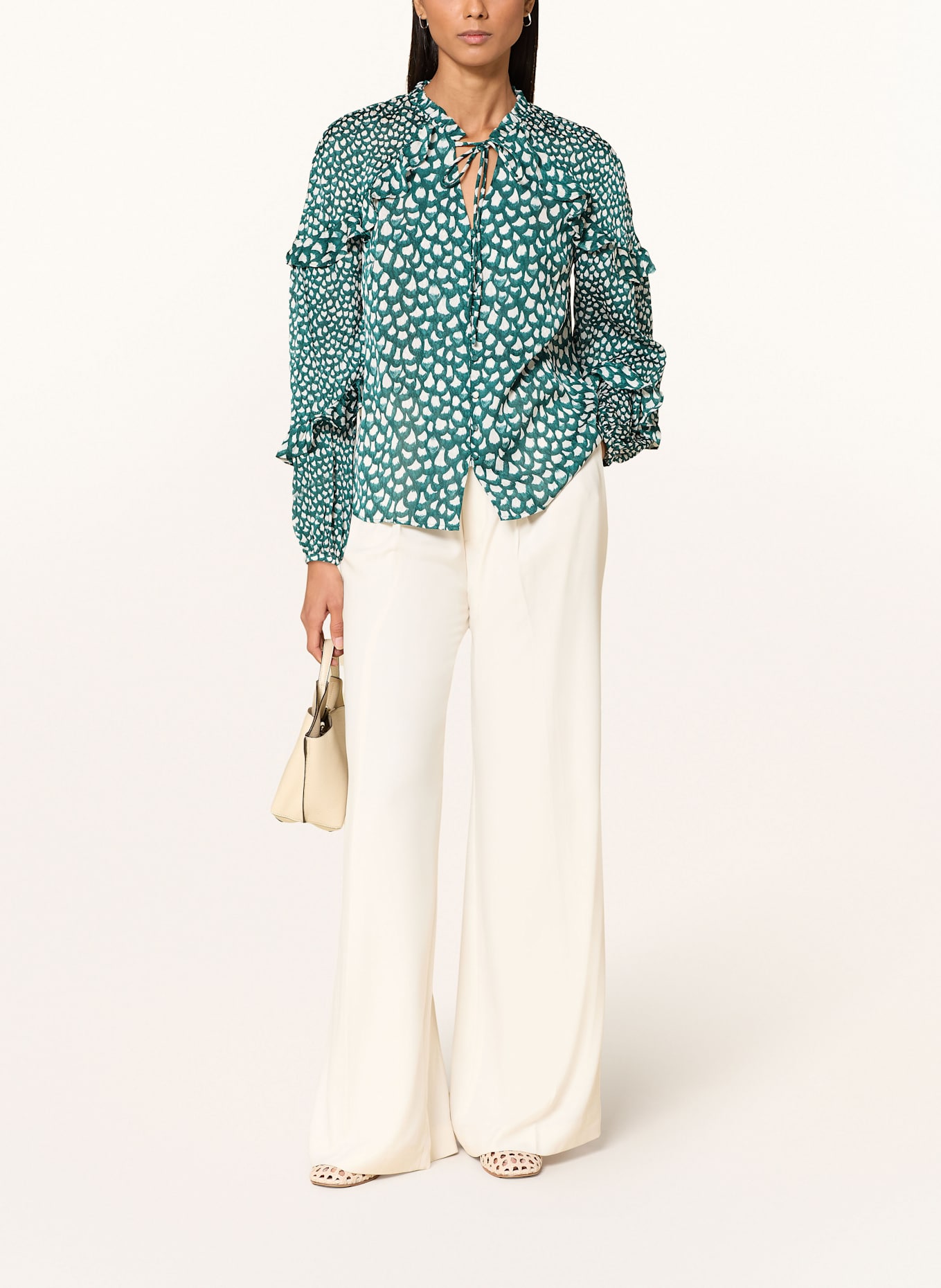 Phase Eight Bluzka MANON z falbankami: ZIELONY