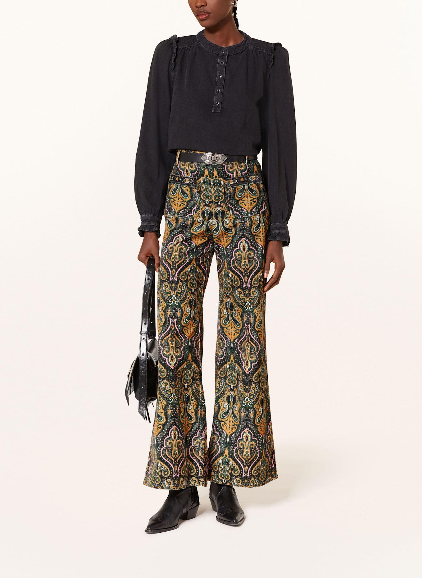 ba&sh Jeansbluse mit Rüschen: SCHWARZ