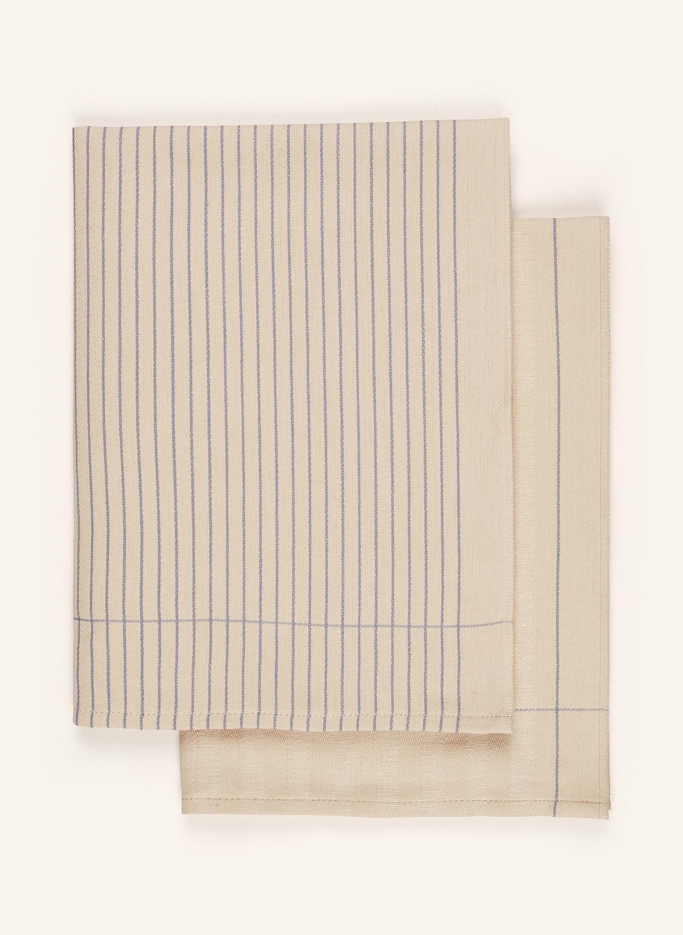ROSS 2er-Set Geschirrtücher mit Leinen: BEIGE / DUNKELBLAU