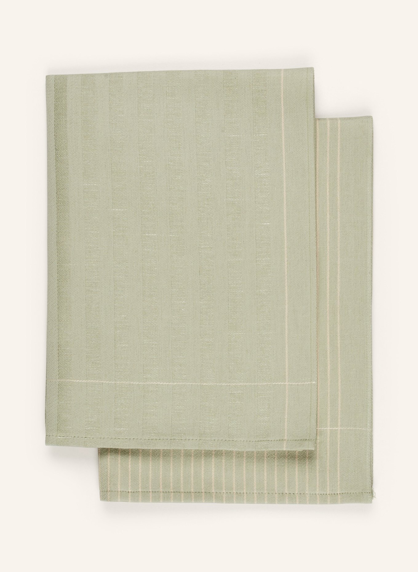 ROSS 2er-Set Geschirrtücher mit Leinen: GRÜN / BEIGE