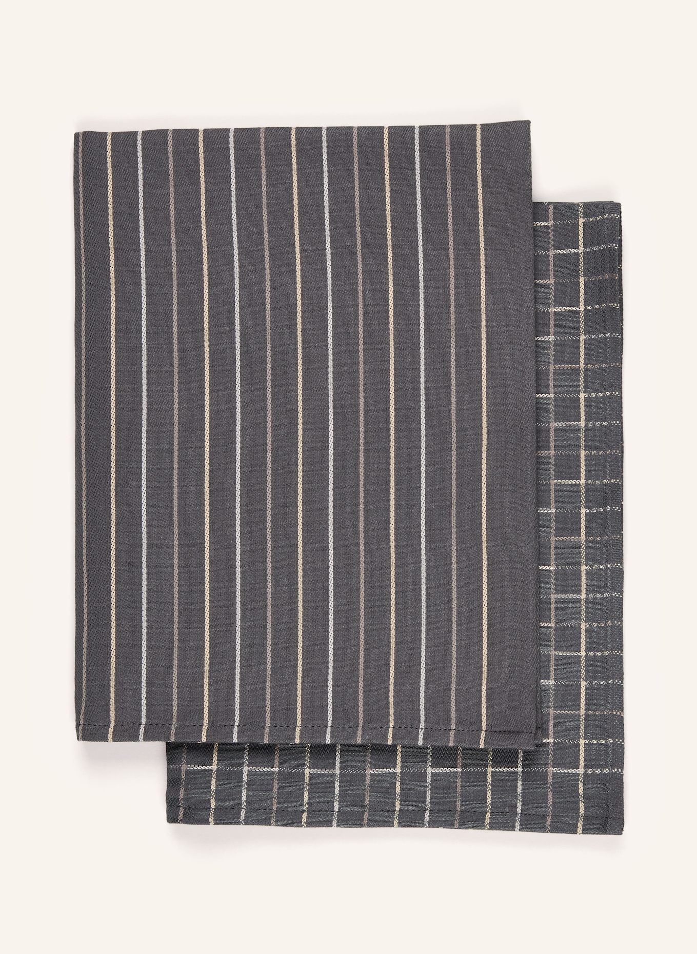 ROSS 2er-Set Geschirrtücher mit Leinen: DUNKELGRAU