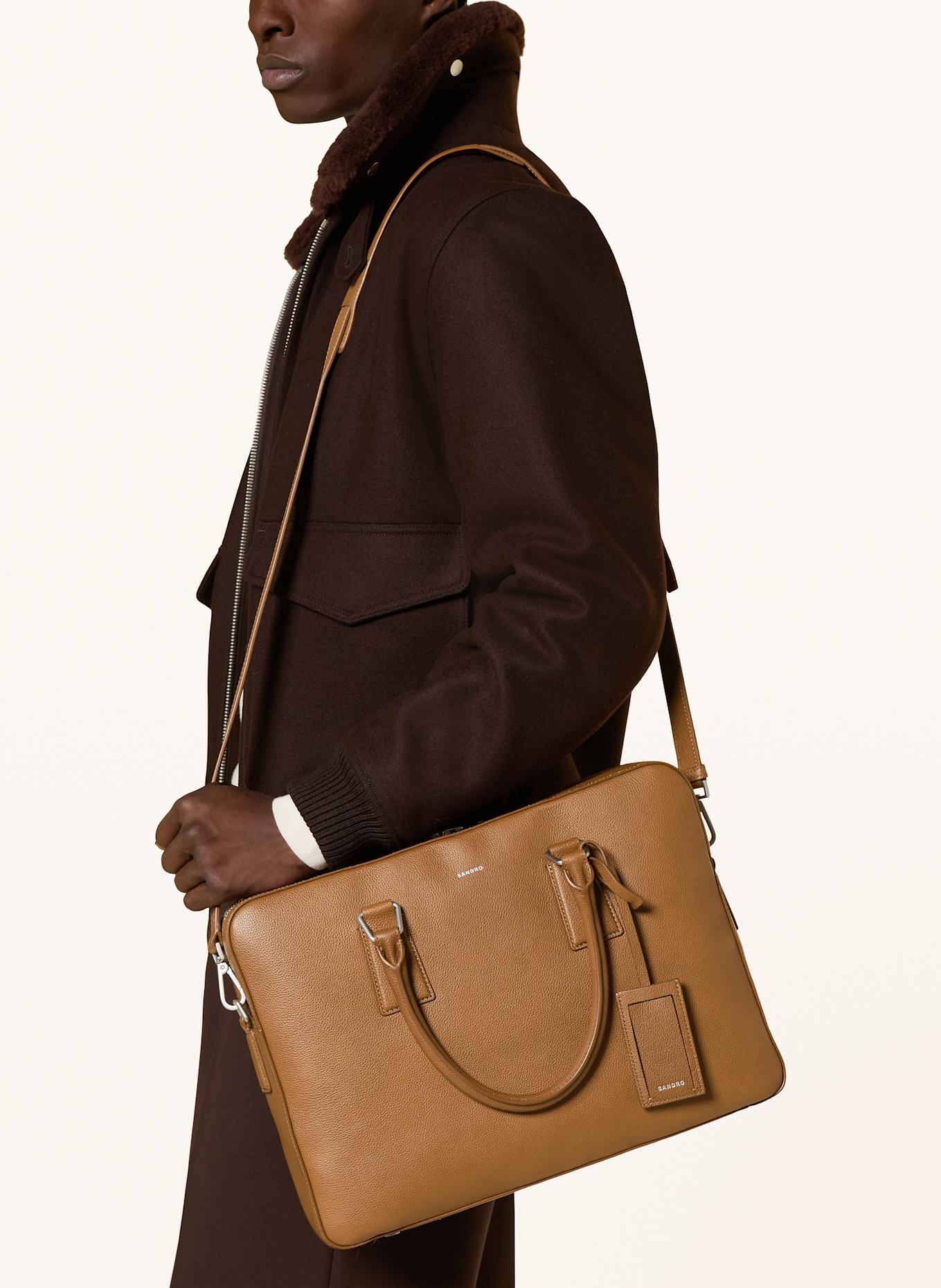 SANDRO Laptop-Tasche: COGNAC