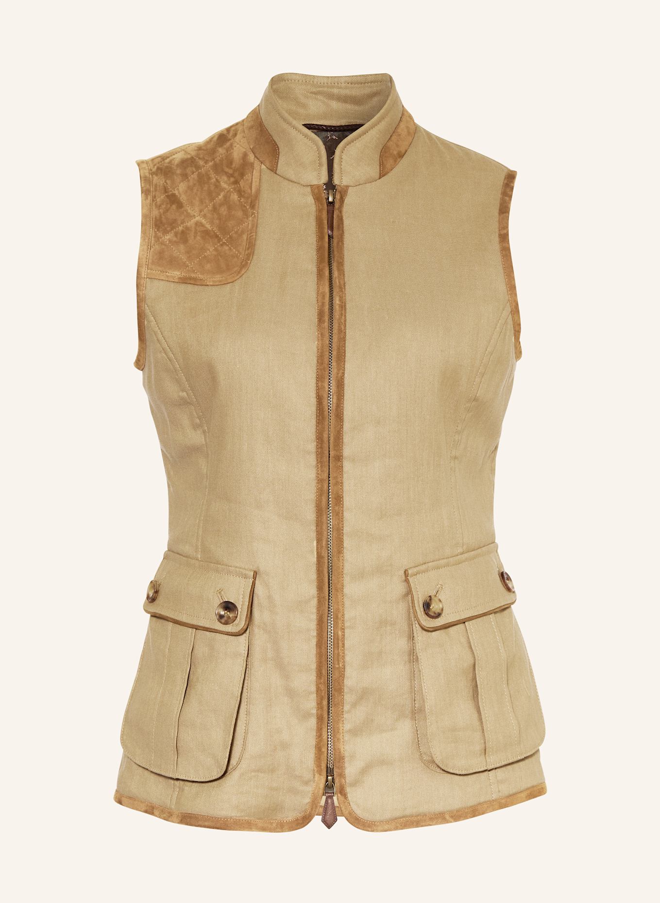 HABSBURG Krojová vesta FALKENSTEIN s příměsí lnu: SVĚTLE HNĚDÁ