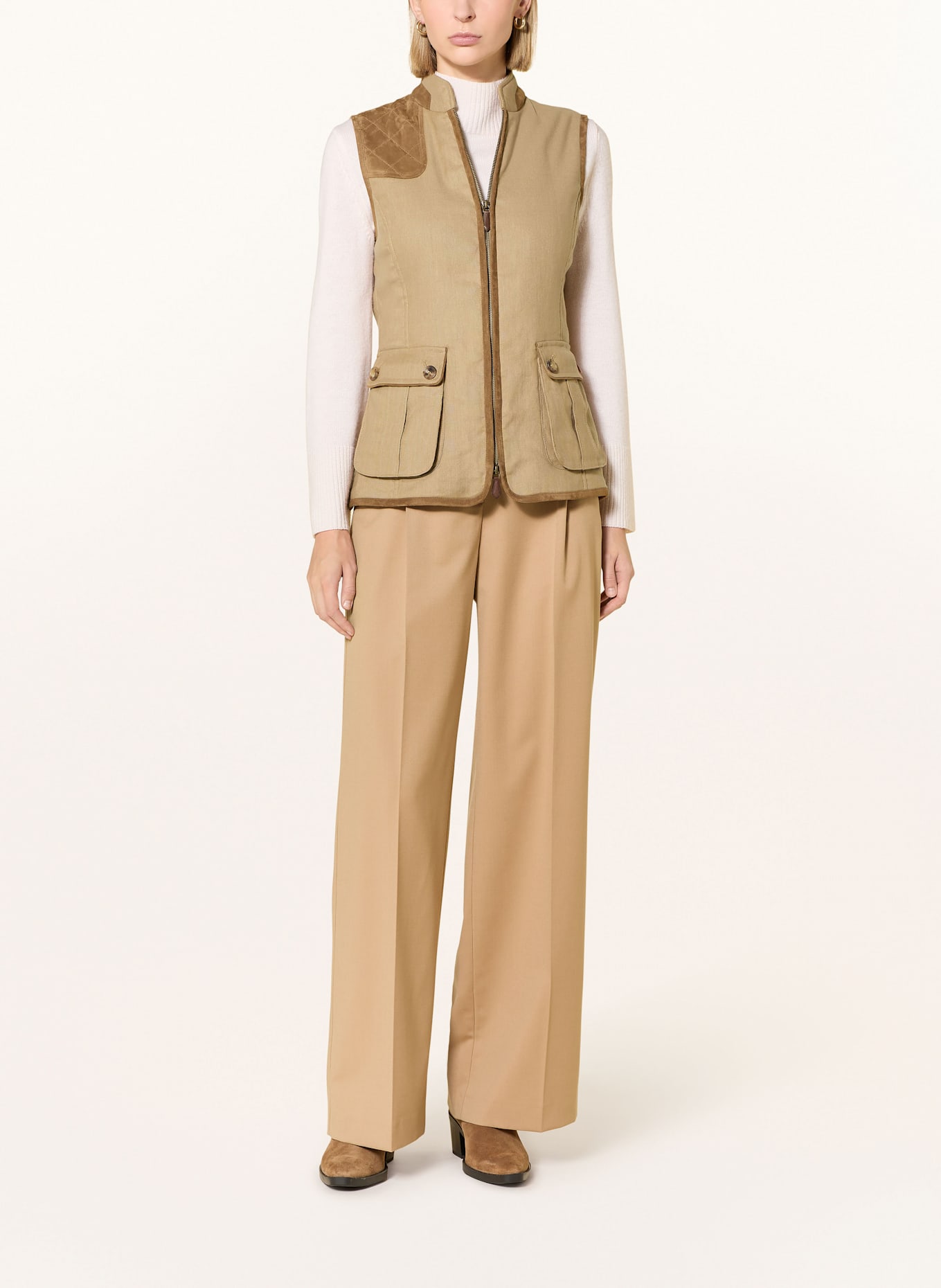 HABSBURG Krojová vesta FALKENSTEIN s příměsí lnu: SVĚTLE HNĚDÁ