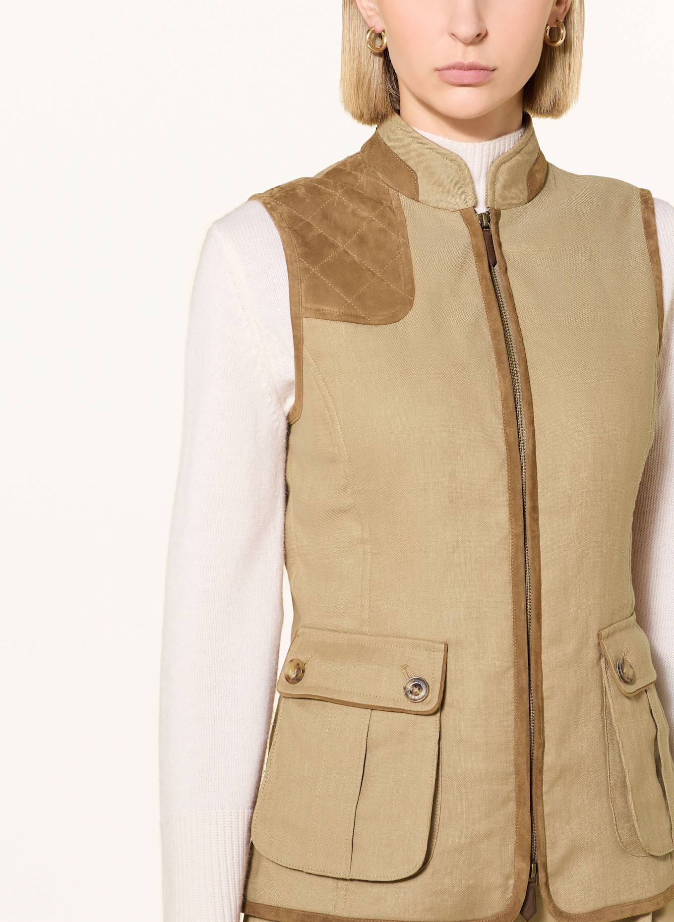 HABSBURG Krojová vesta FALKENSTEIN s příměsí lnu: SVĚTLE HNĚDÁ