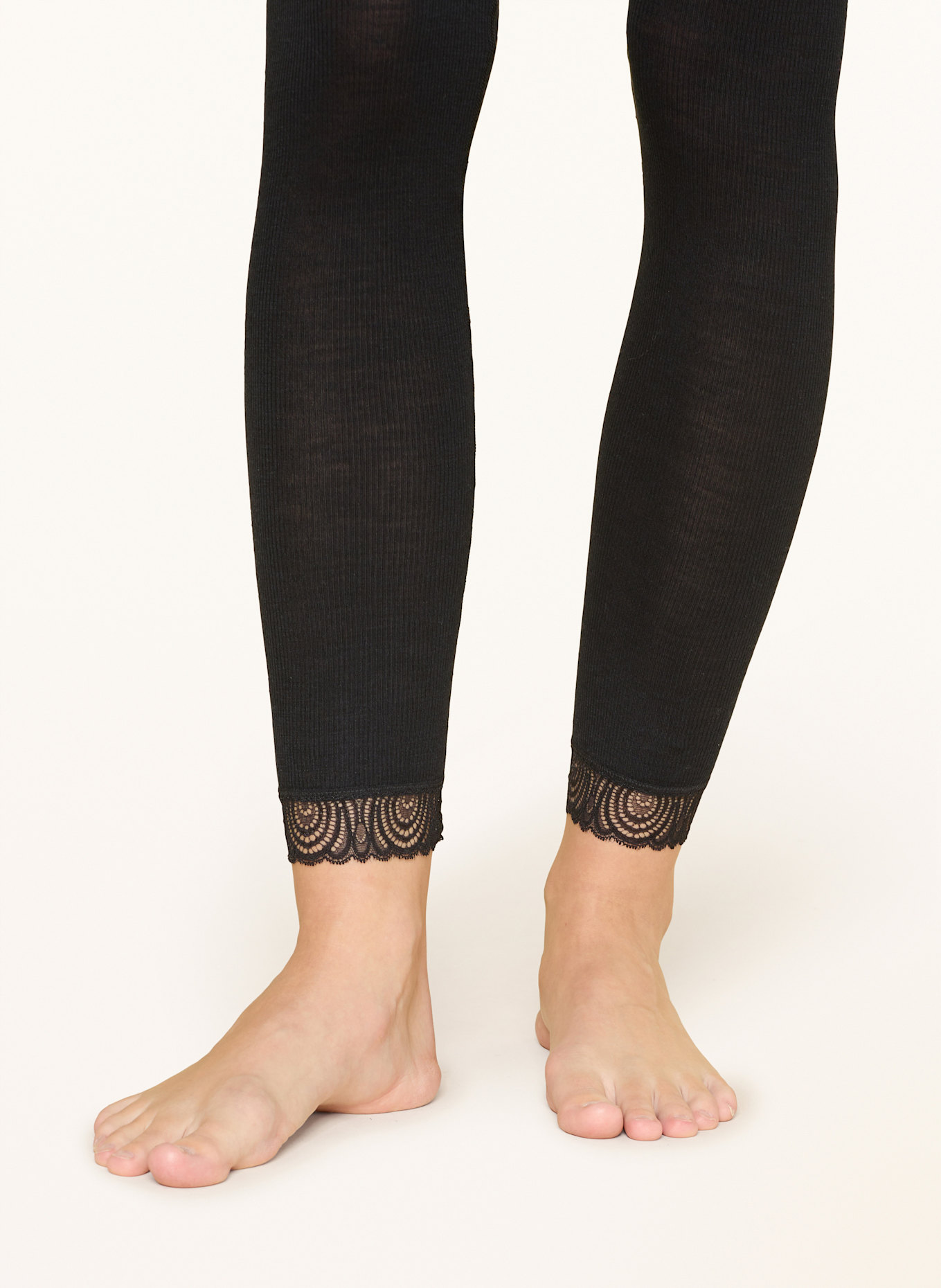 HANRO Leggings WOOLEN LACE mit Seide: SCHWARZ