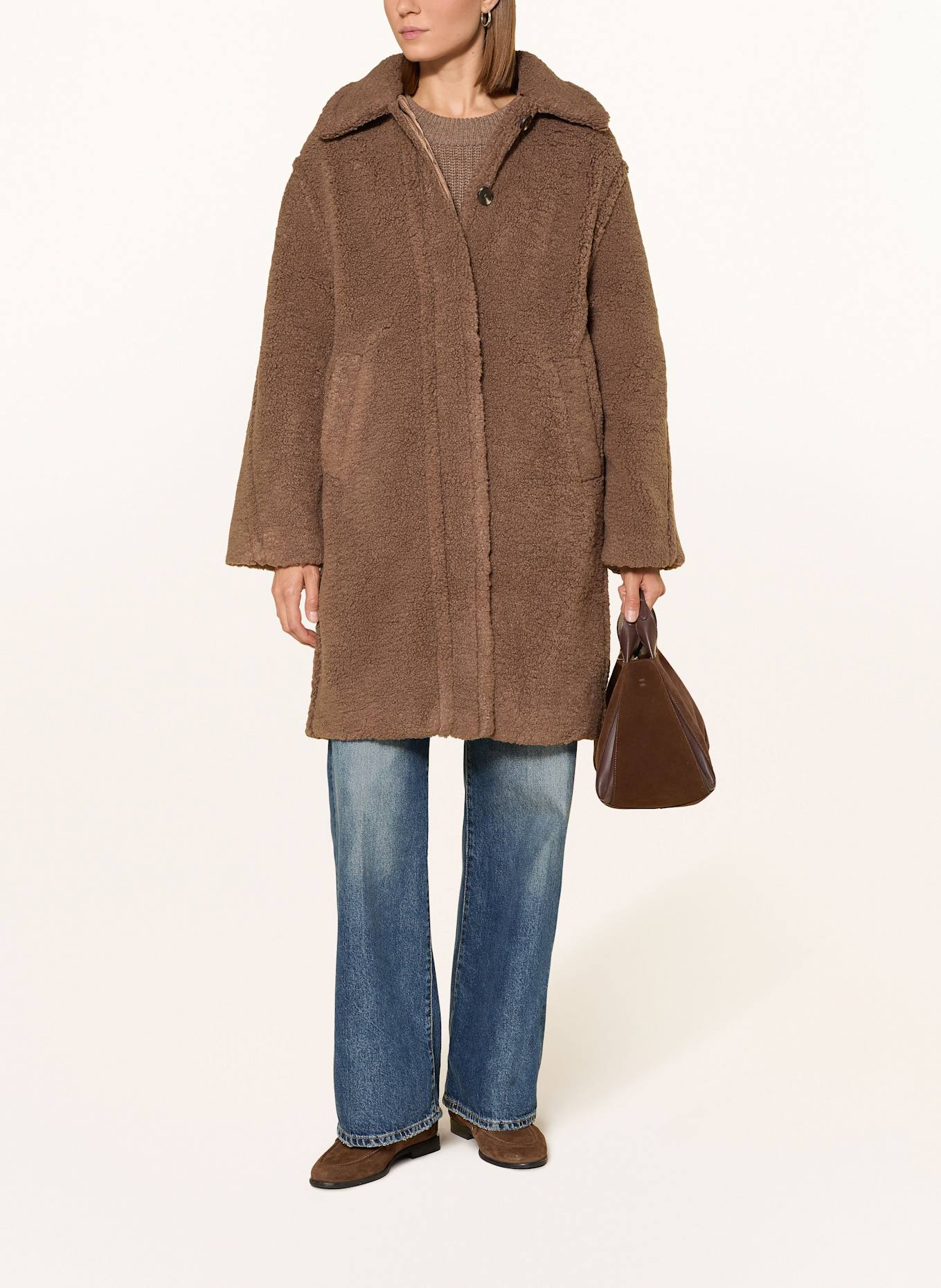 OPUS Kunstfell-Mantel HEDDY: DUNKELBRAUN