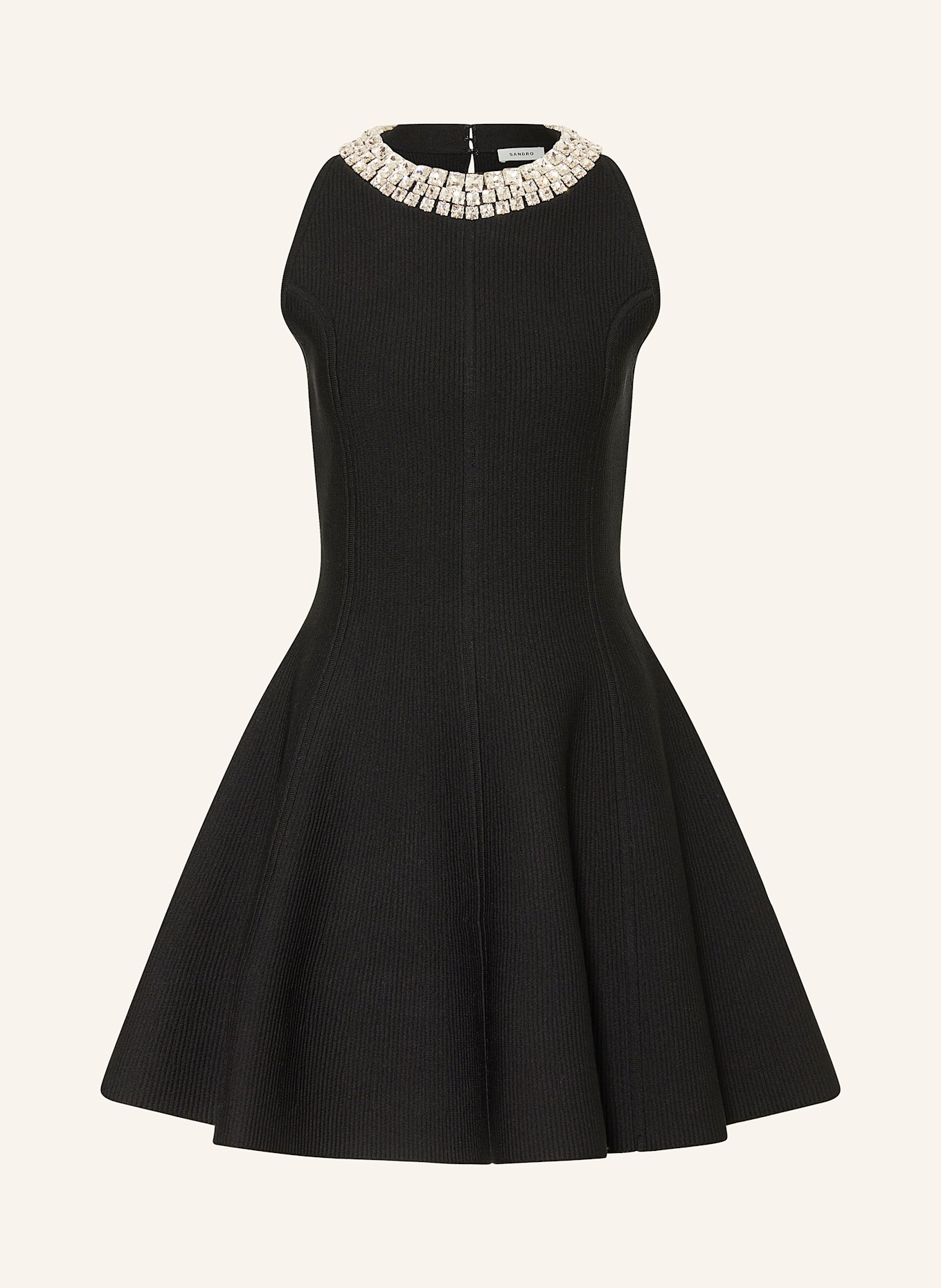 SANDRO Kleid mit Schmucksteinen: SCHWARZ