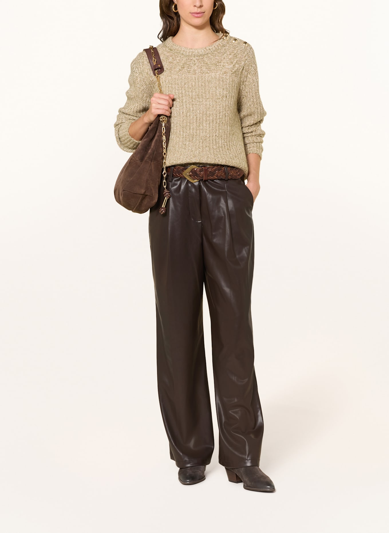 ba&sh Hose RAMI in Lederoptik: DUNKELBRAUN