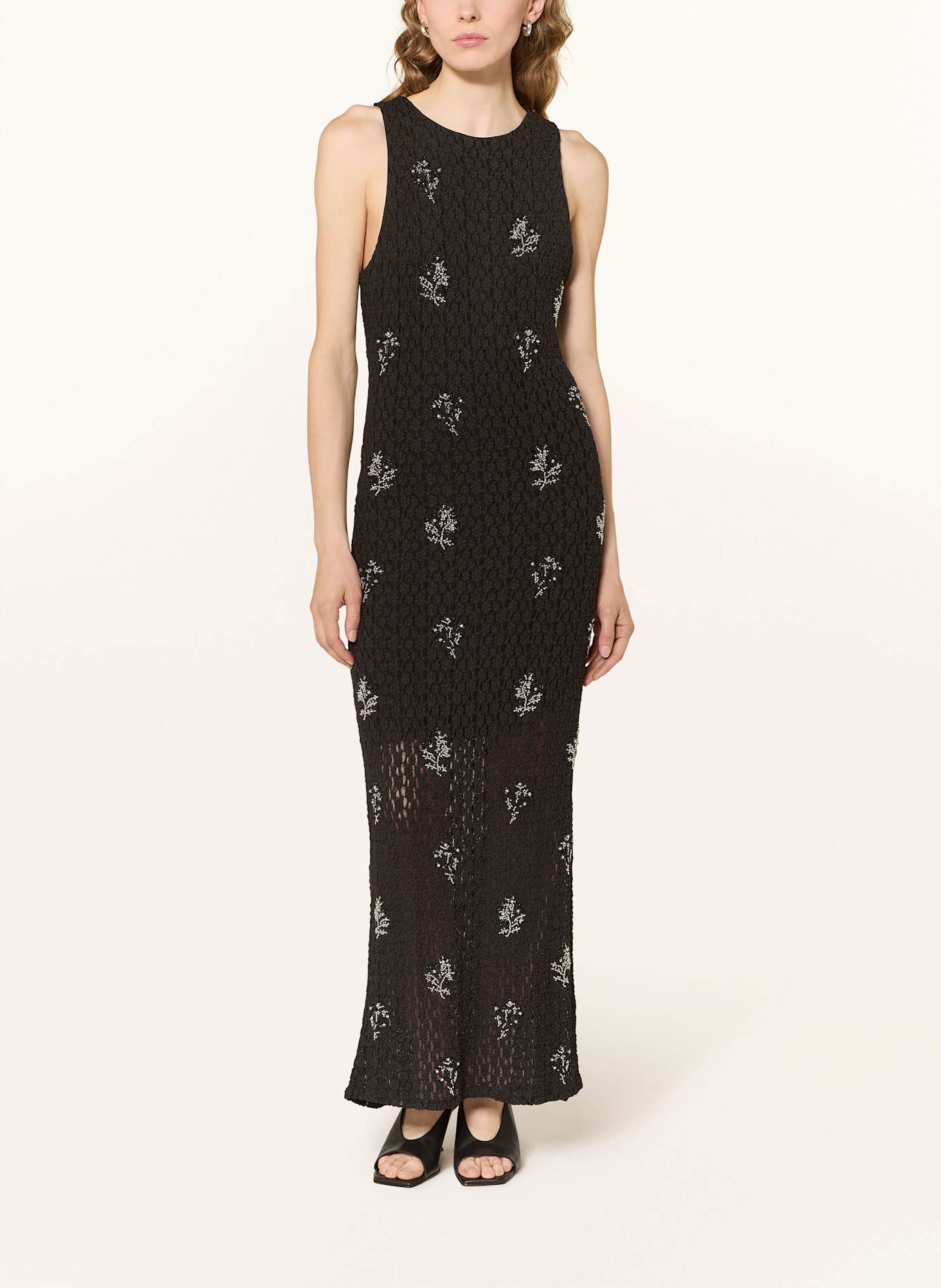 MSCH COPENHAGEN Sukienka MSCHAUDREY z ozdobnymi kamykami: CZARNY / SREBRNY