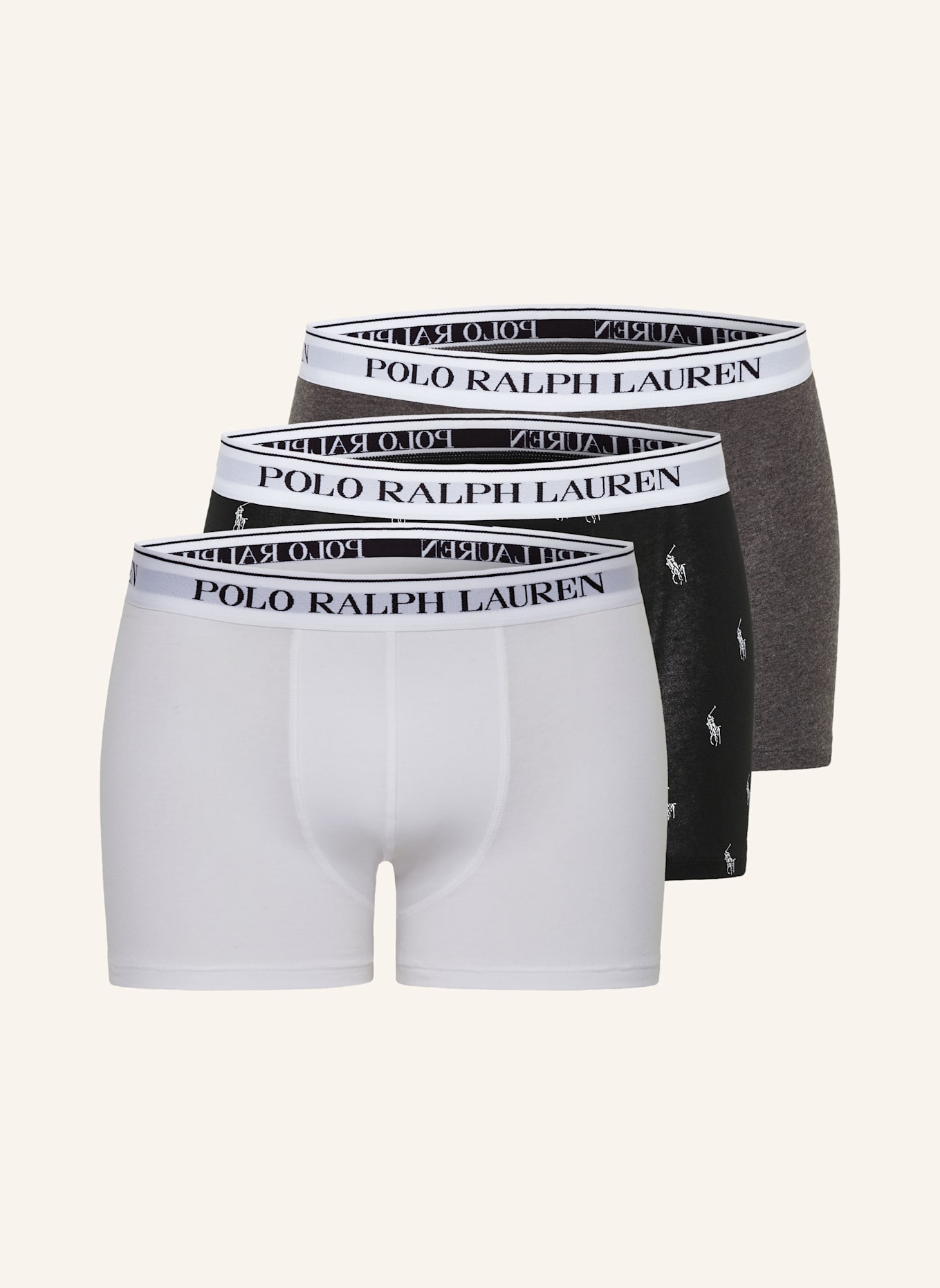 POLO RALPH LAUREN Bokserki, 3 szt.: NIEBIESKI / BIAŁY / SZARY