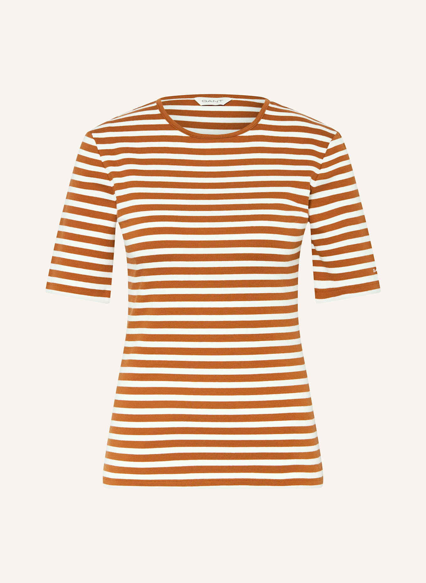 GANT T-Shirt: BRAUN/ WEISS