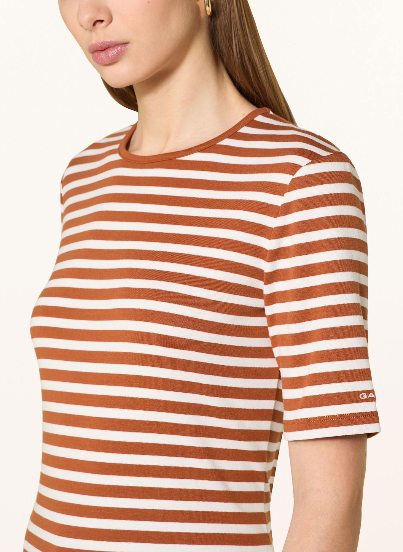 GANT T-Shirt: BRAUN/ WEISS