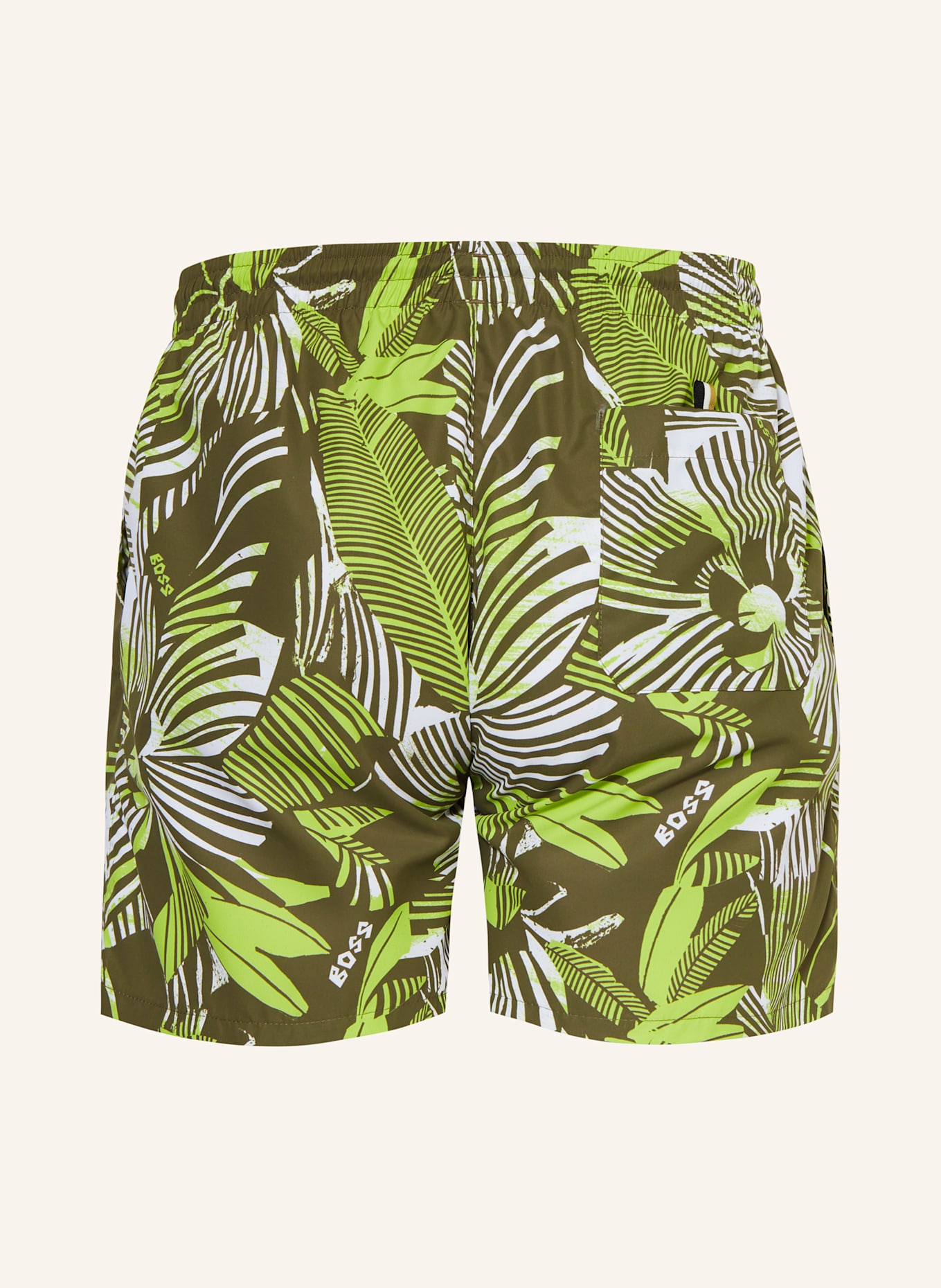 BOSS Badeshorts PIRANHA: OLIV / WEISS / HELLGRÜN