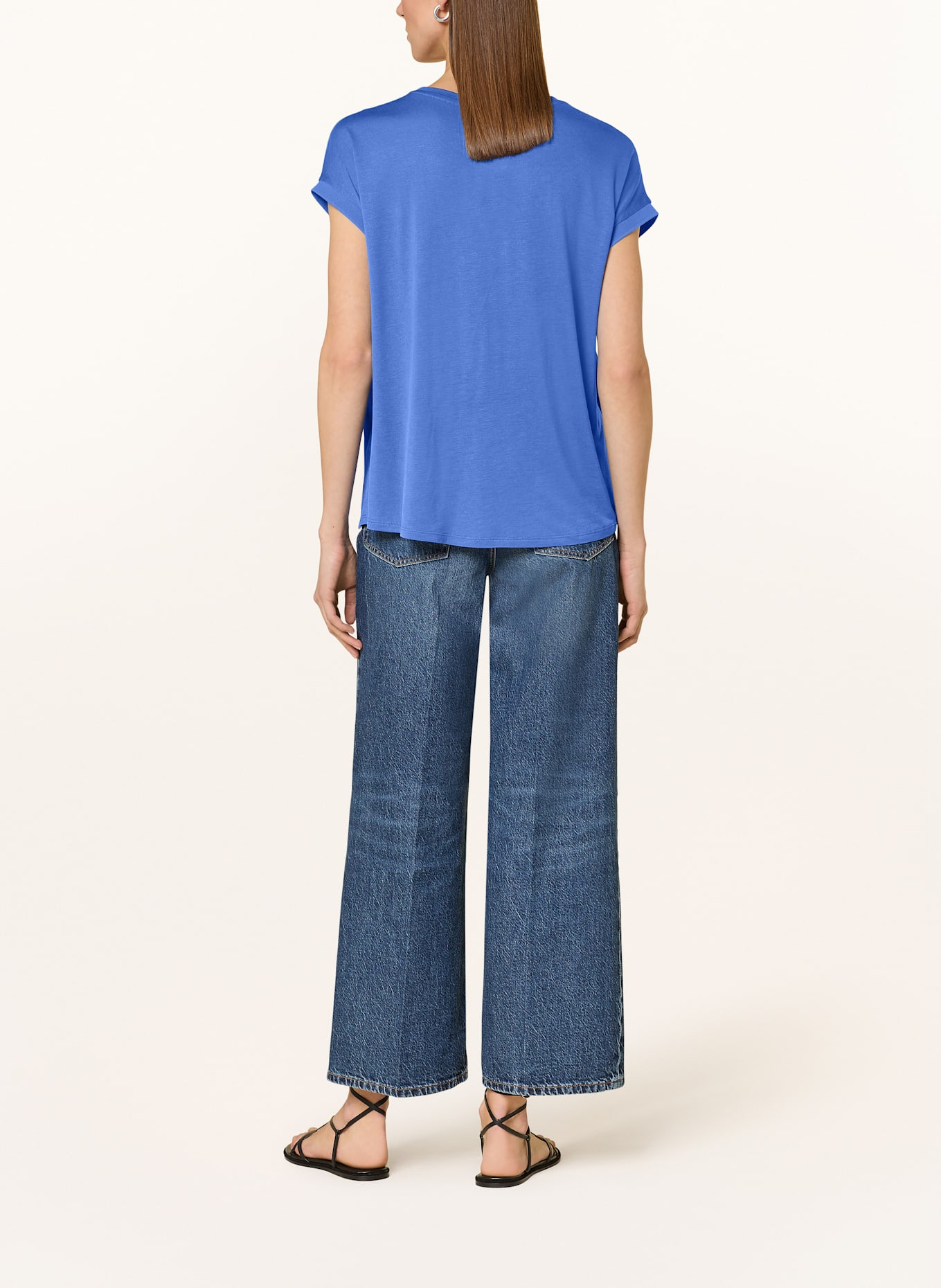 oui Blusenshirt im Materialmix: BLAU