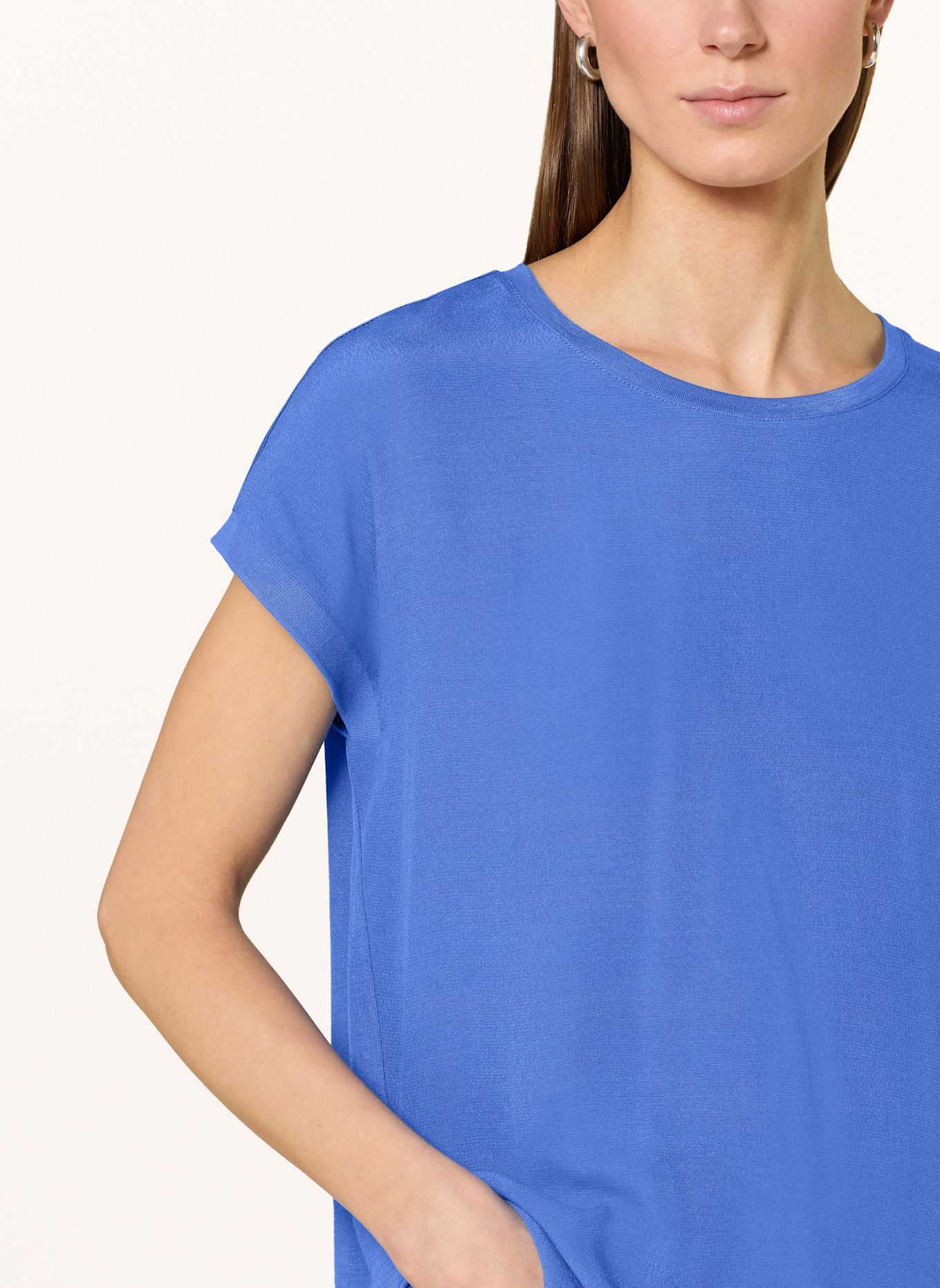 oui Blusenshirt im Materialmix: BLAU